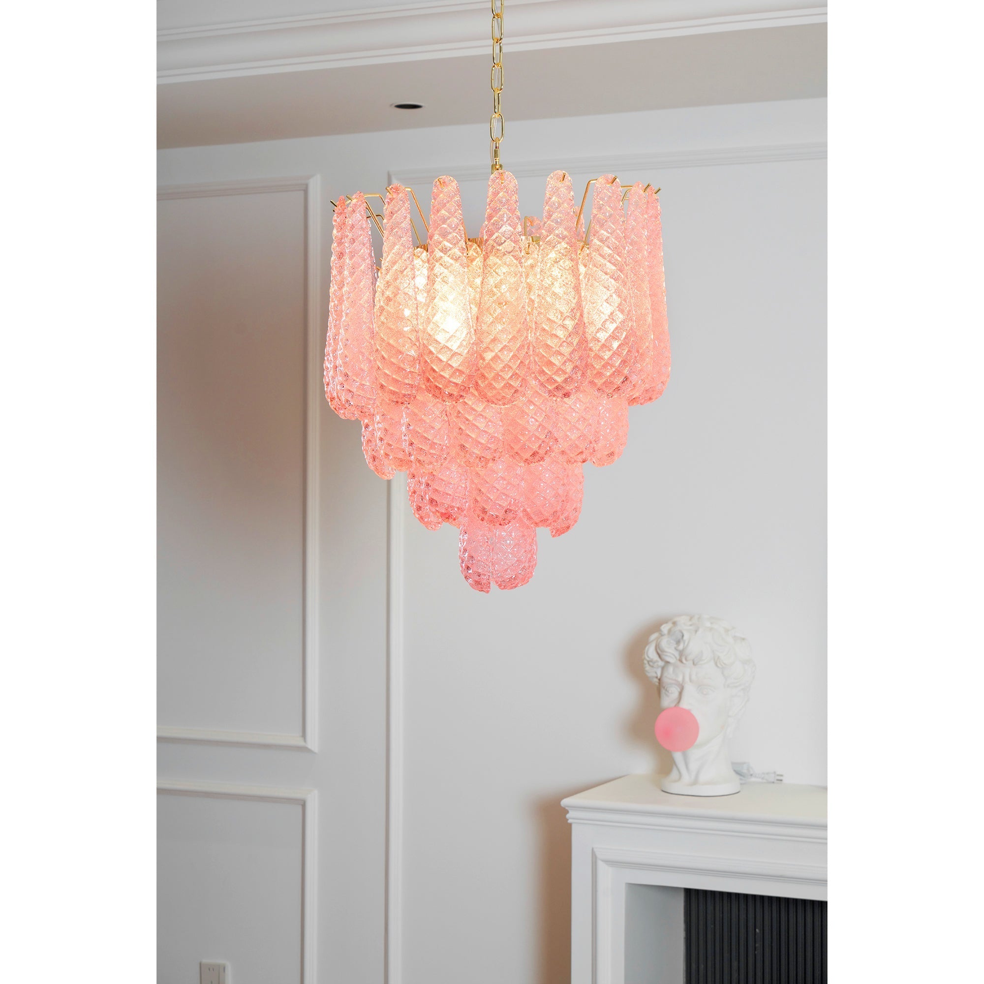 Junto Postmodern Luxury Drop Pink Glass Chandelier - Letslighting