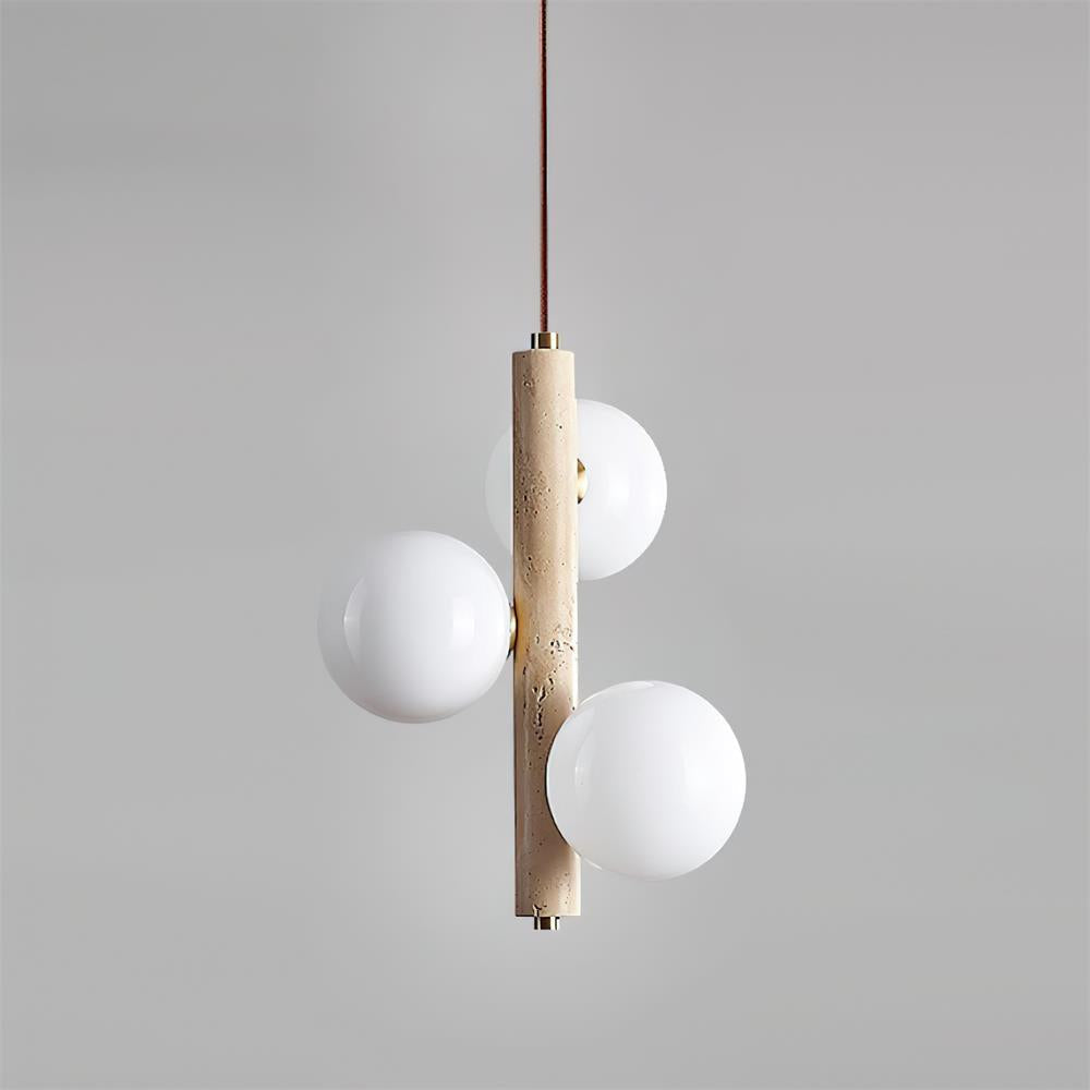 Orbitra Vertical Pendant Lamp Travertine & Glass