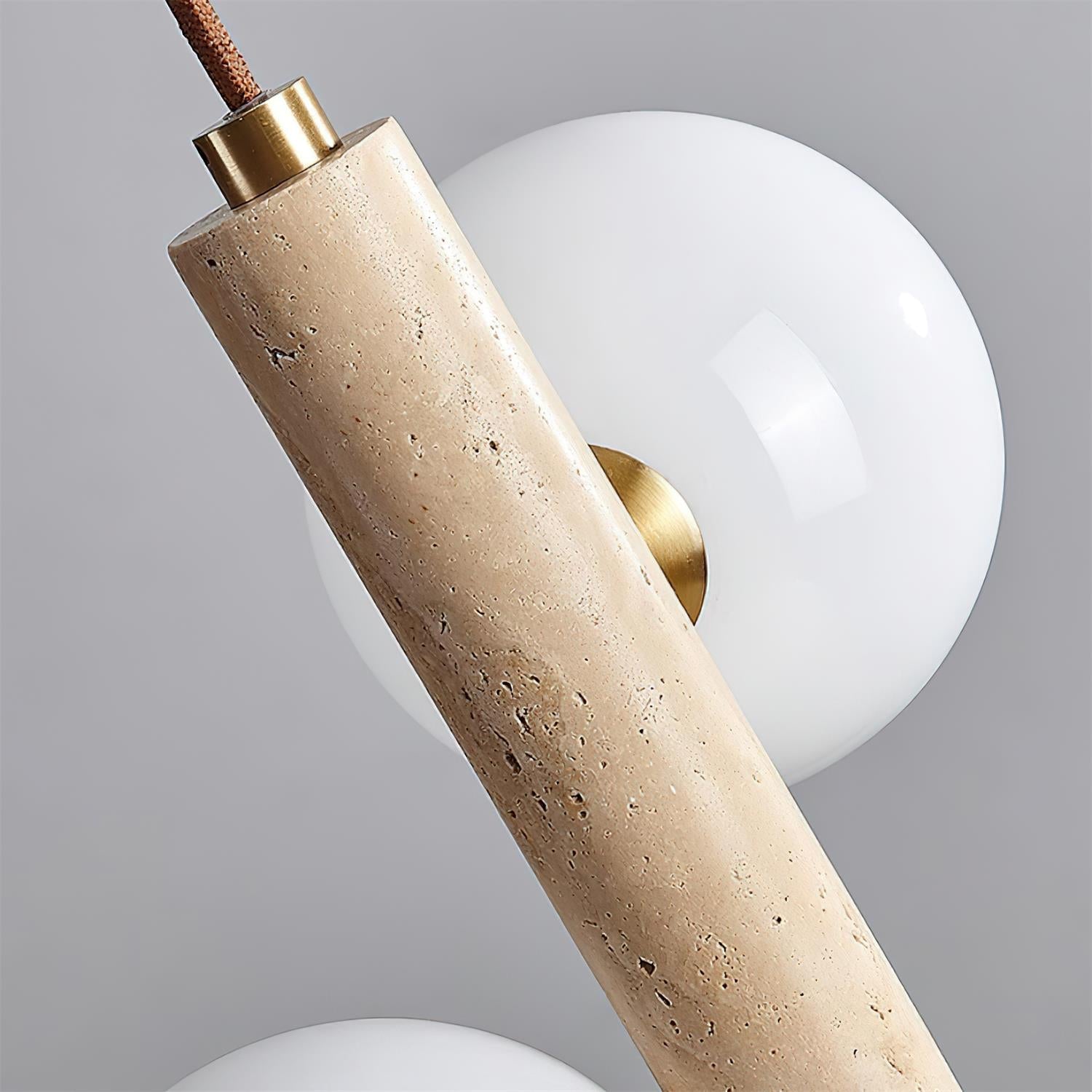 Orbitra Vertical Pendant Lamp Travertine & Glass