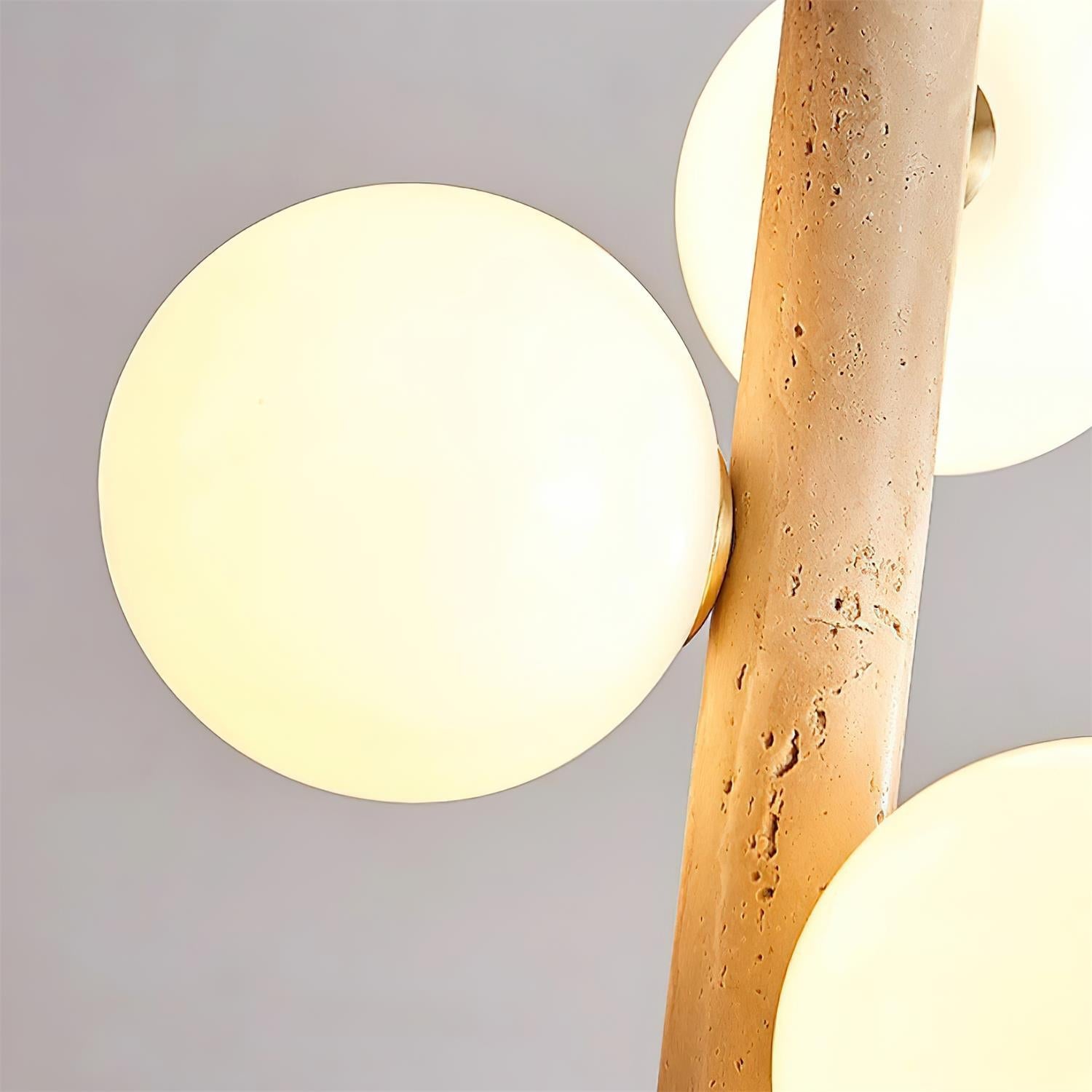 Orbitra Vertical Pendant Lamp Travertine & Glass