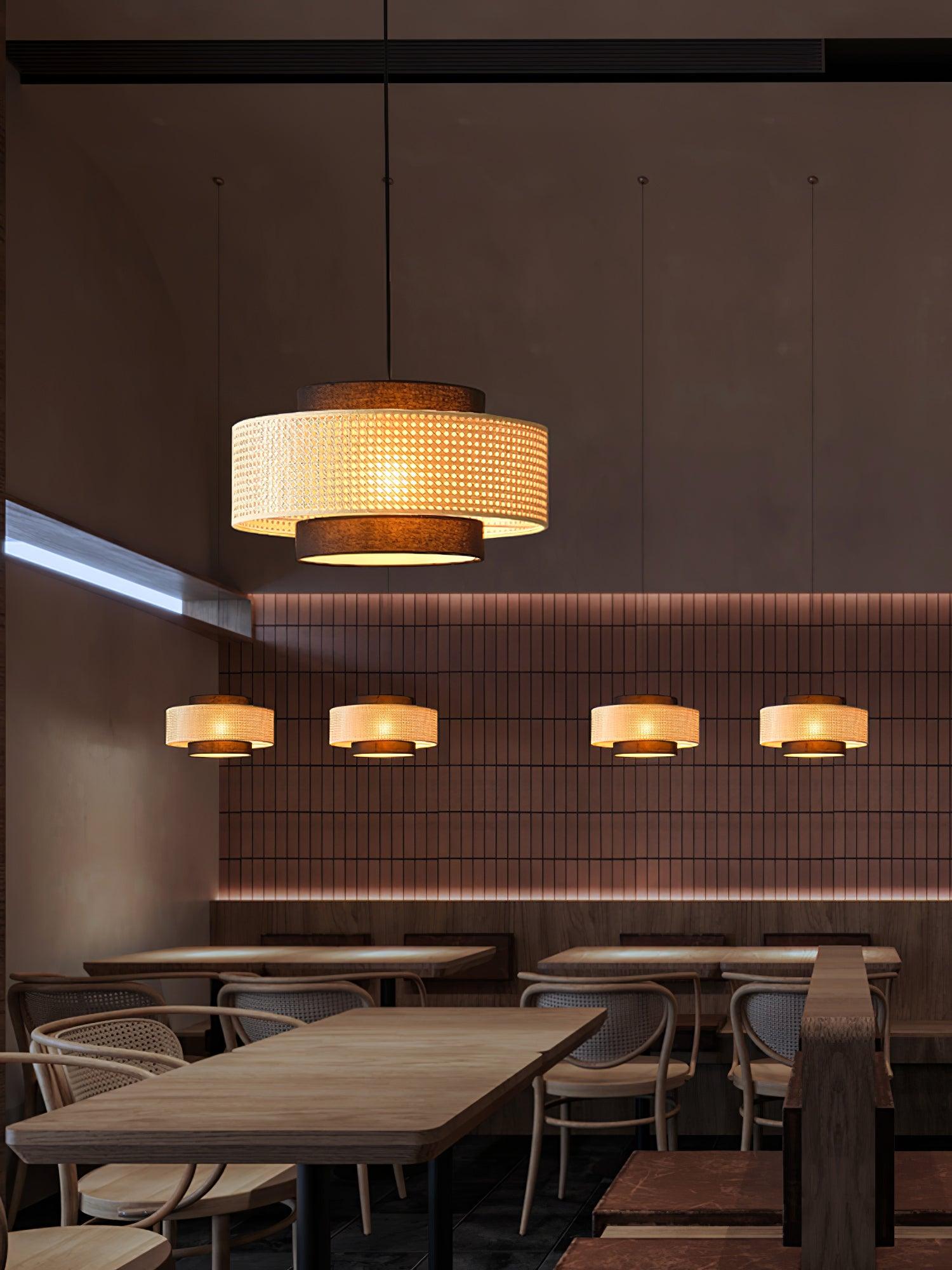 Zerither Rattan Fabric Pendant Light - Letslighting
