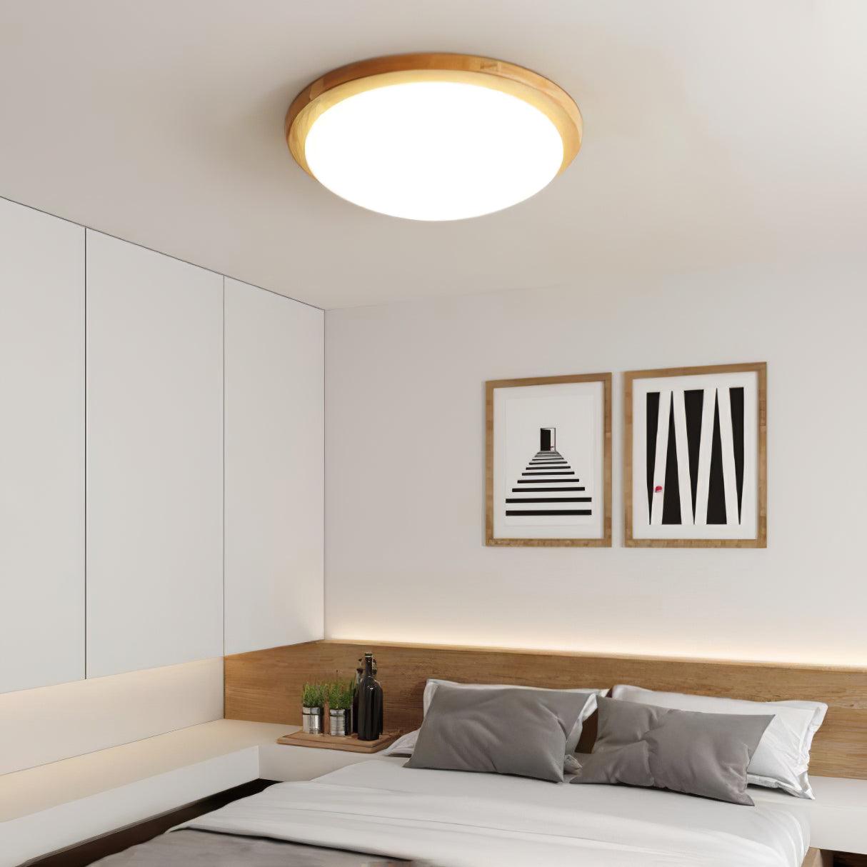 Myshae Modern Minimalist Drum Wood Ceiling Lamp - Letslighting