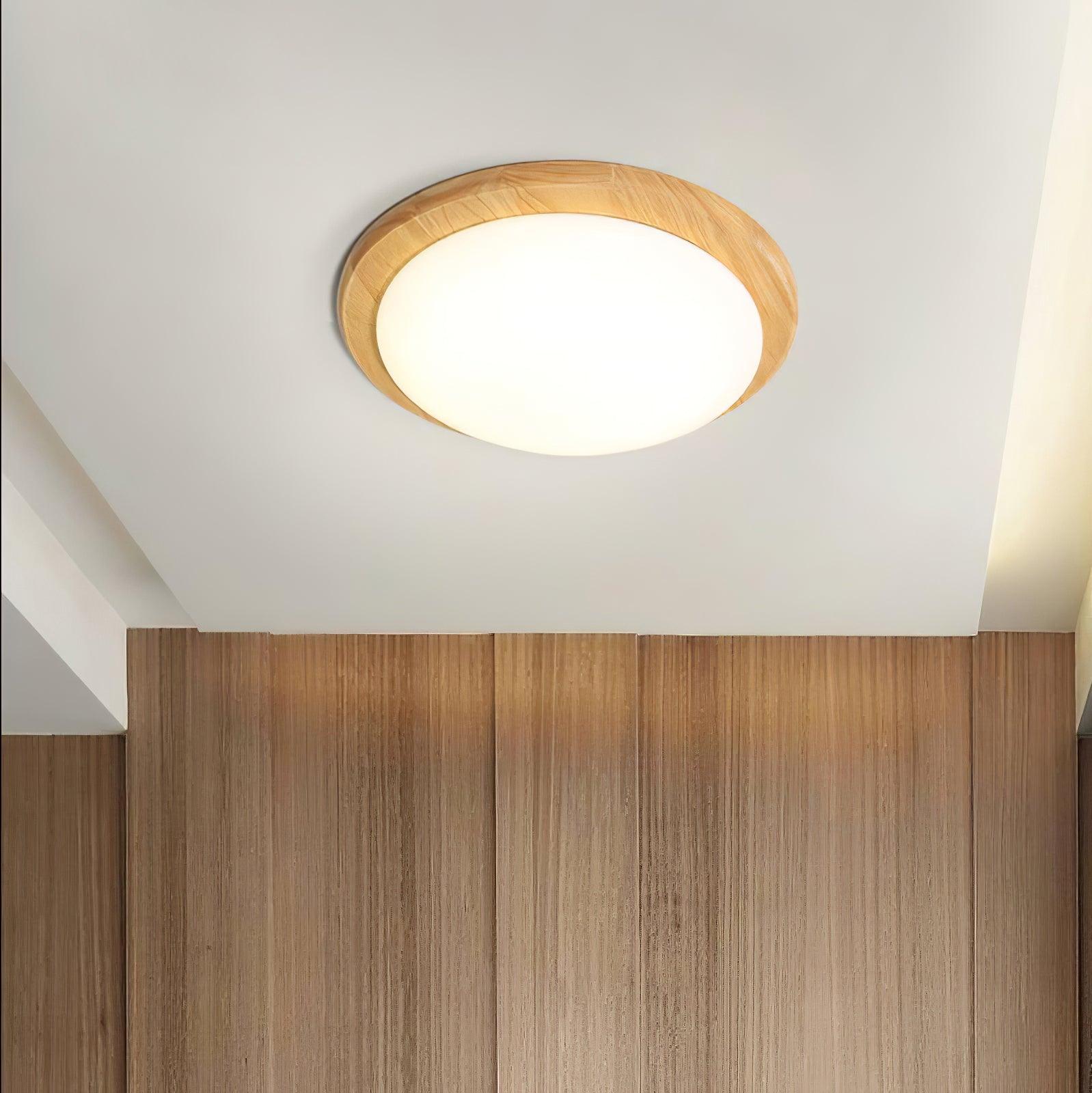Myshae Modern Minimalist Drum Wood Ceiling Lamp - Letslighting