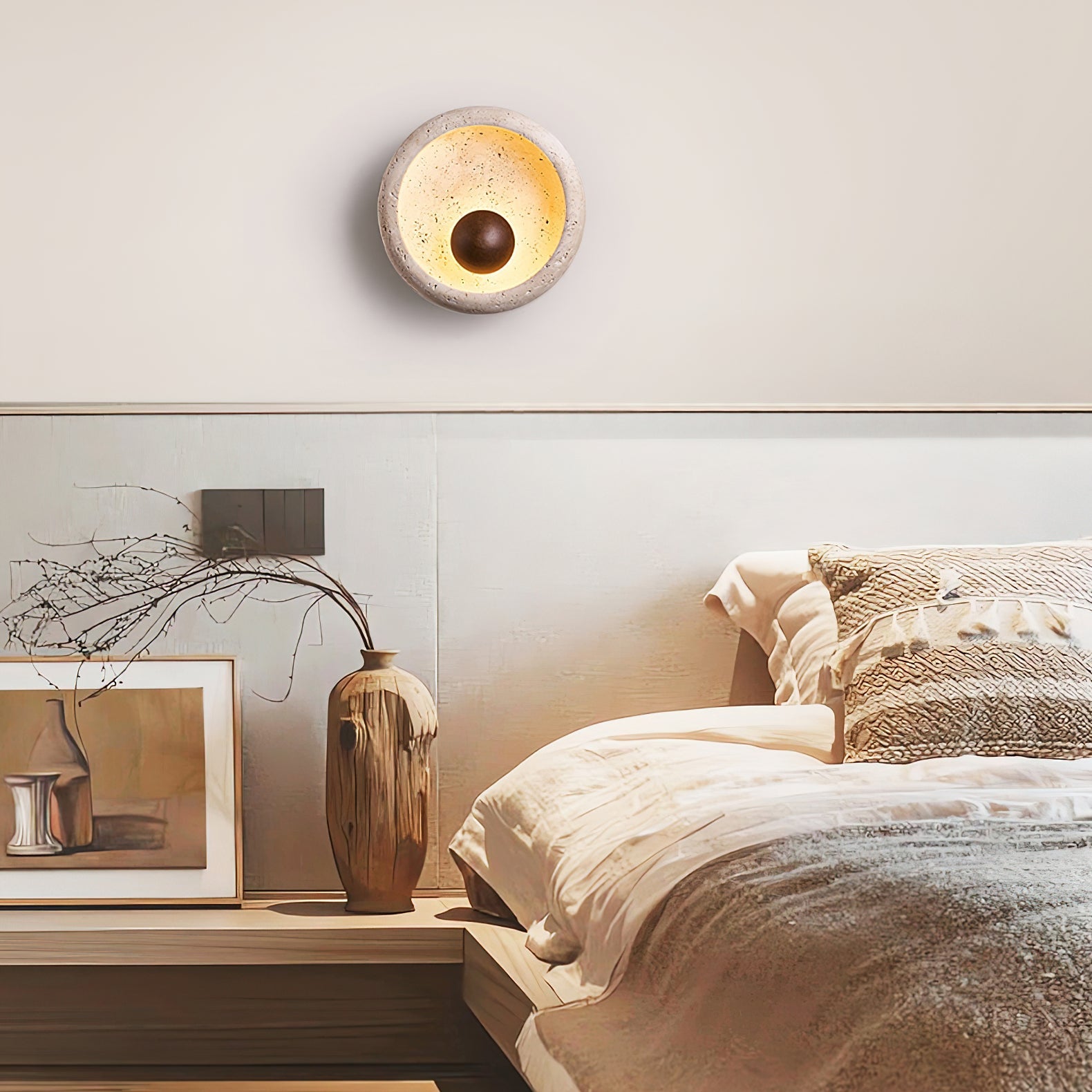 Ritta Concave Travertine Wall Lamp - Letslighting