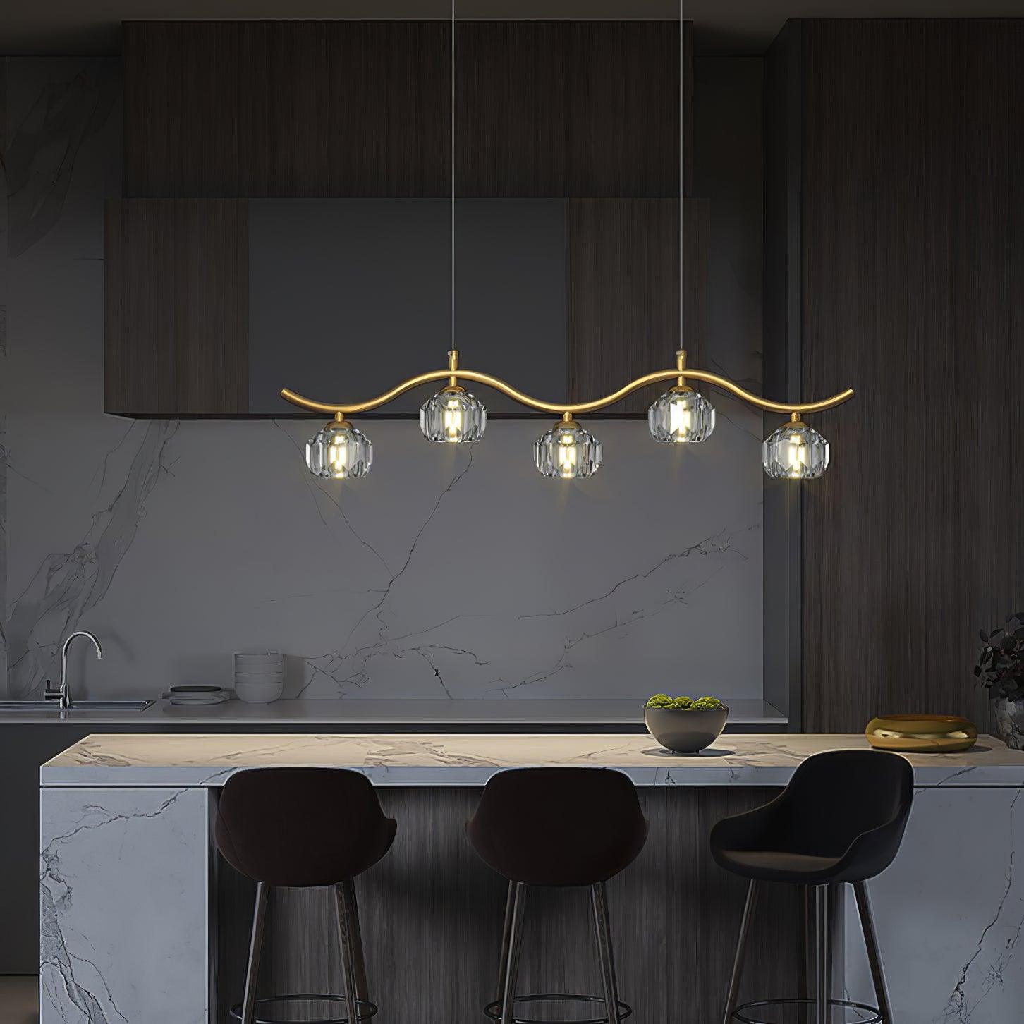 Lustra Chandelier Copper and Crystal Geometrical - Letslighting