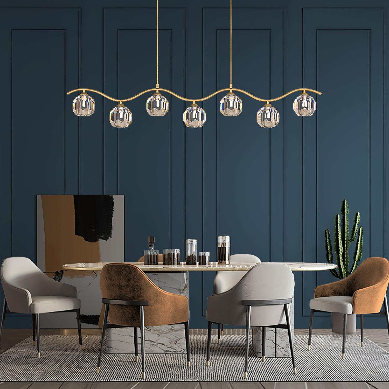 Lustra Chandelier Copper and Crystal Geometrical - Letslighting