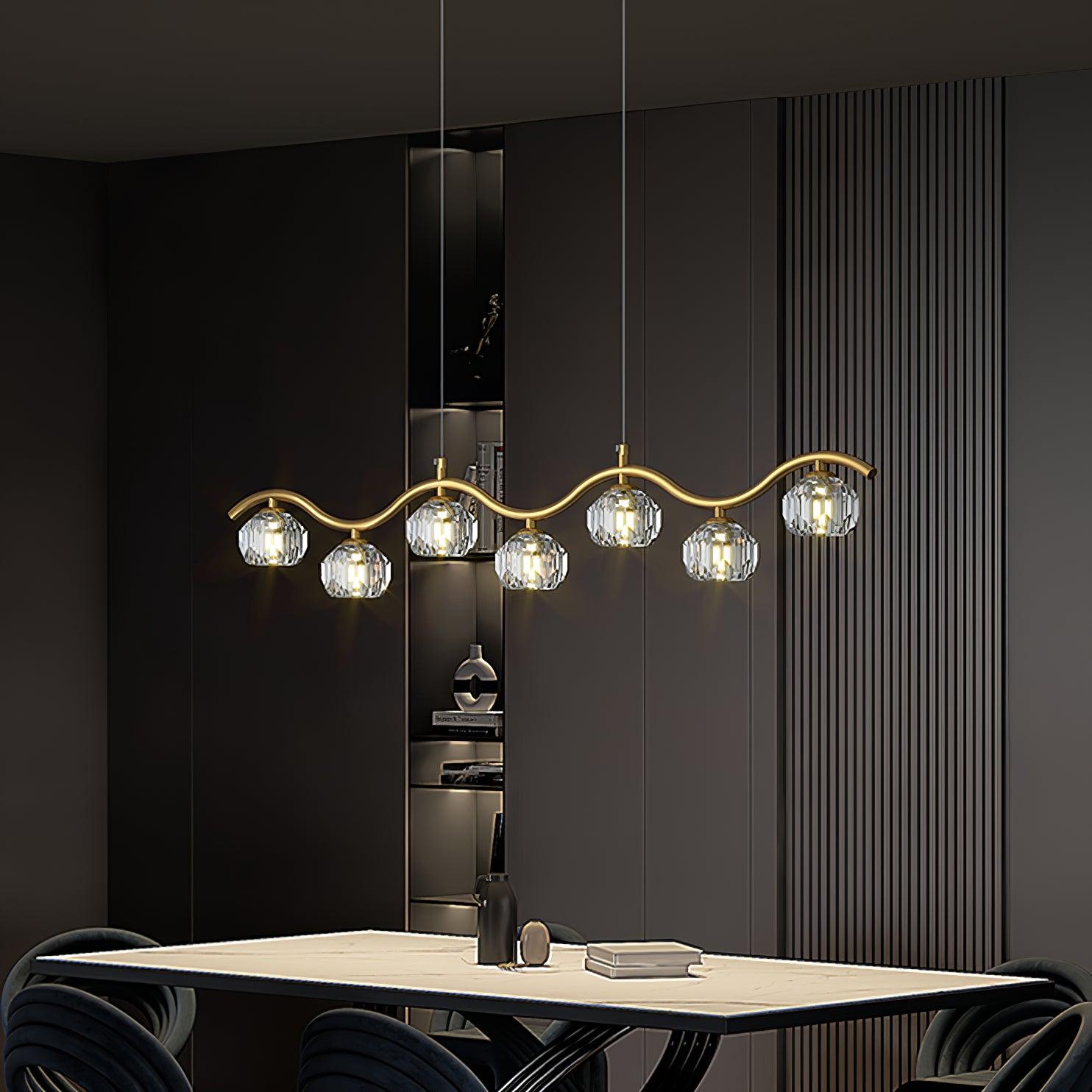 Lustra Chandelier Copper and Crystal Geometrical - Letslighting