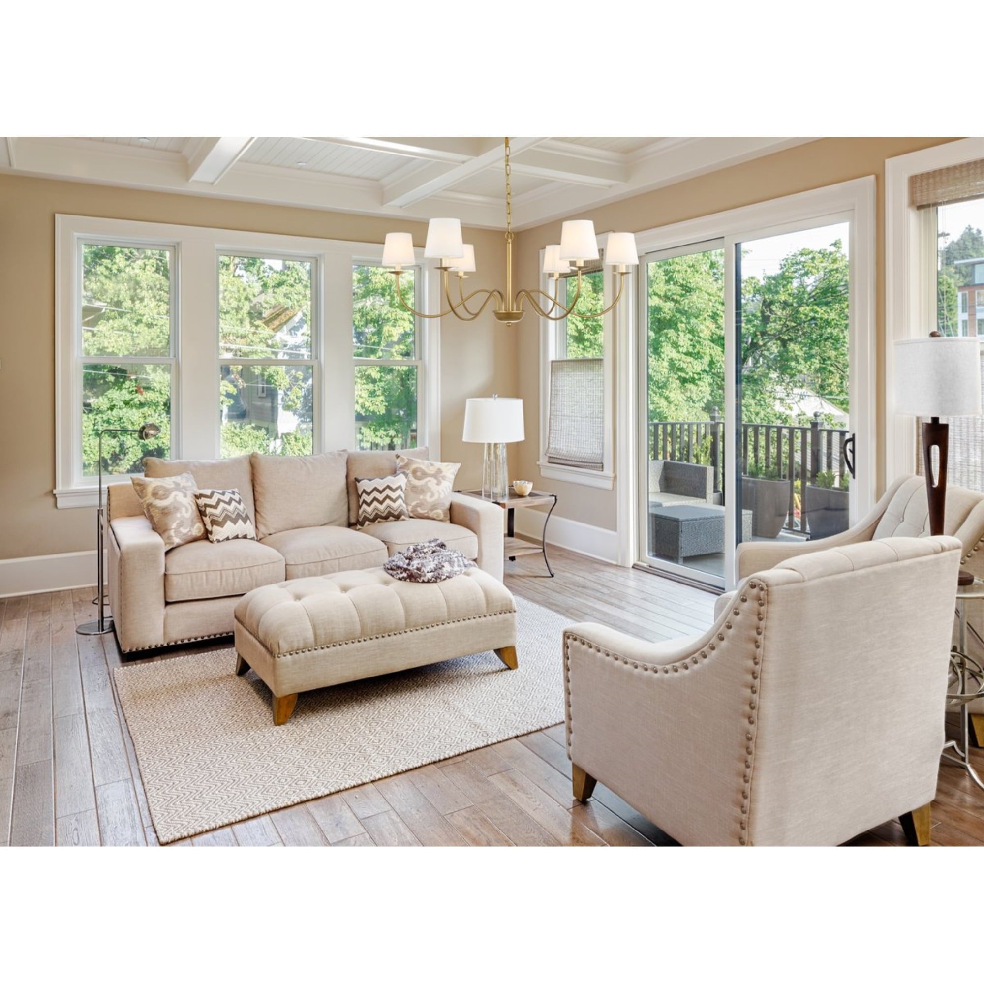 Amble Vintage Industrial Brass Fabric Chandelier - Letslighting