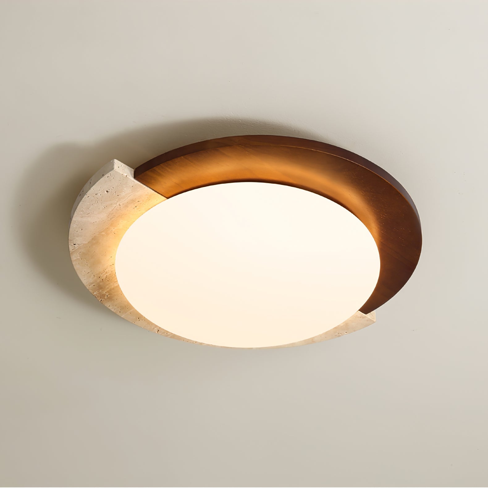Ivnoran Arc-Rim Travertine Ceiling Light - Letslighting
