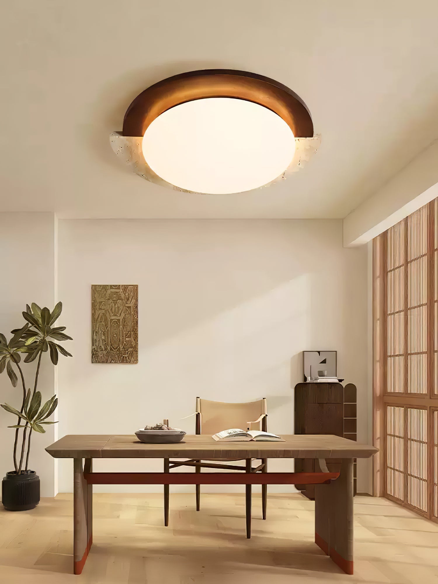 Ivnoran Arc-Rim Travertine Ceiling Light - Letslighting