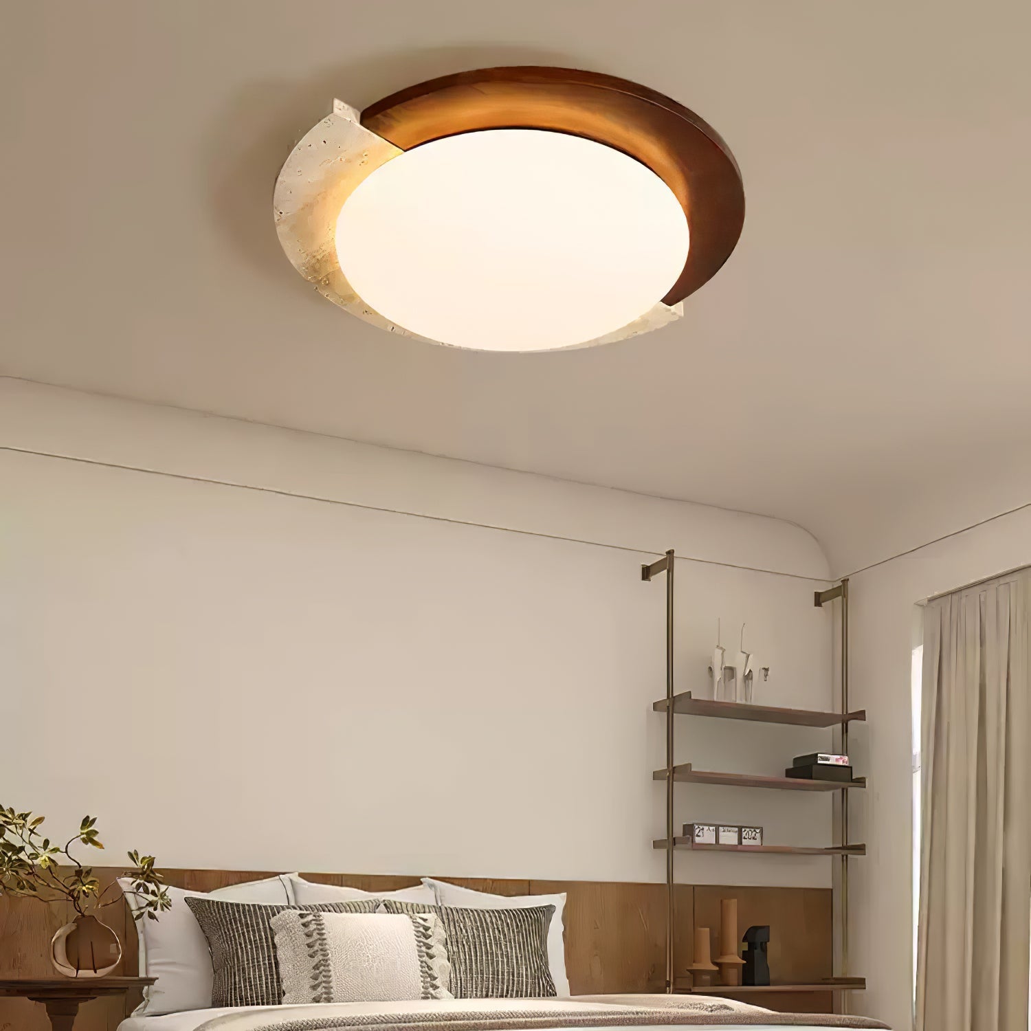 Ivnoran Arc-Rim Travertine Ceiling Light - Letslighting