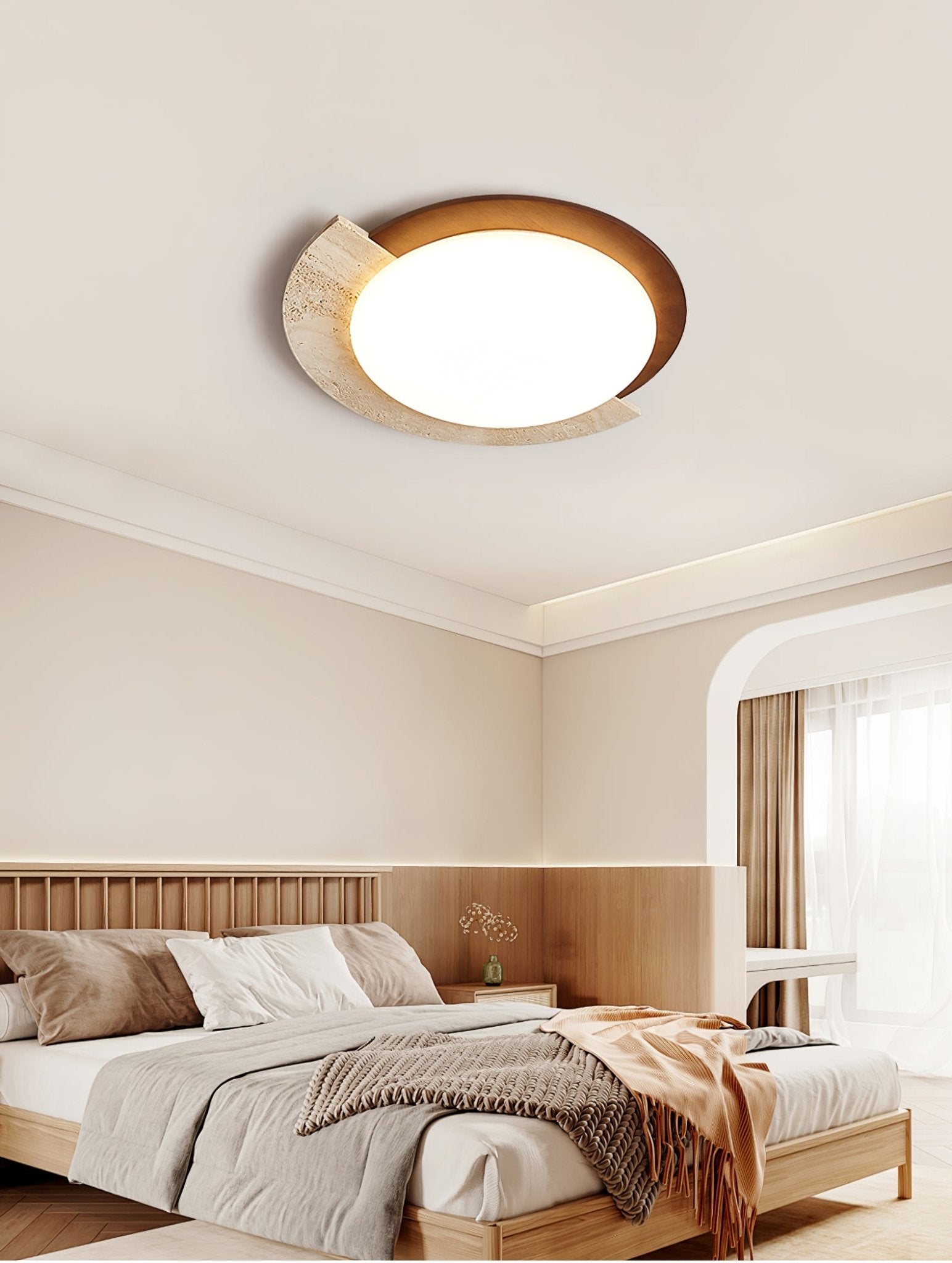 Ivnoran Arc-Rim Travertine Ceiling Light - Letslighting