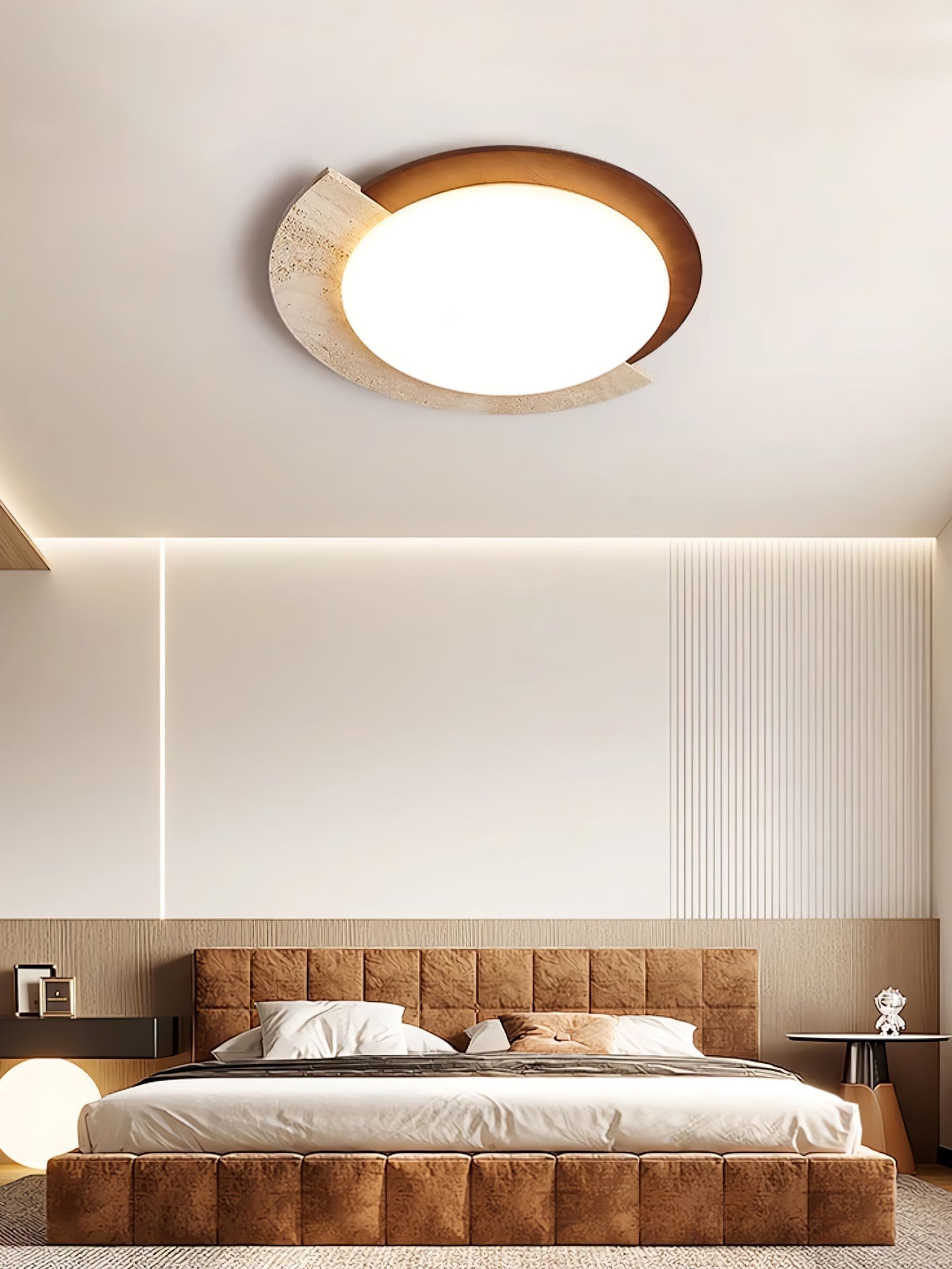 Ivnoran Arc-Rim Travertine Ceiling Light - Letslighting
