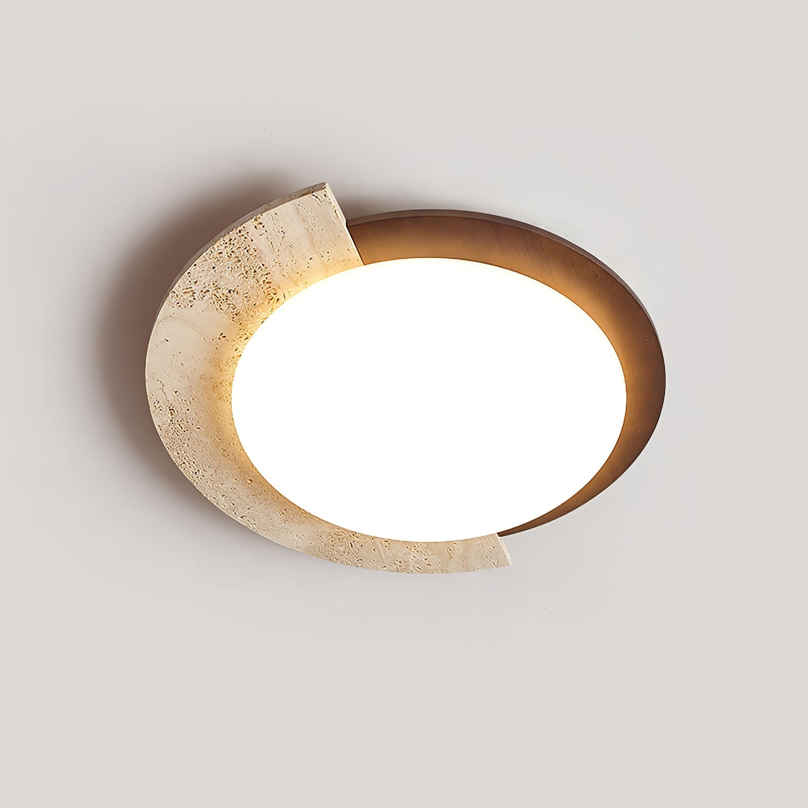 Ivnoran Arc-Rim Travertine Ceiling Light - Letslighting