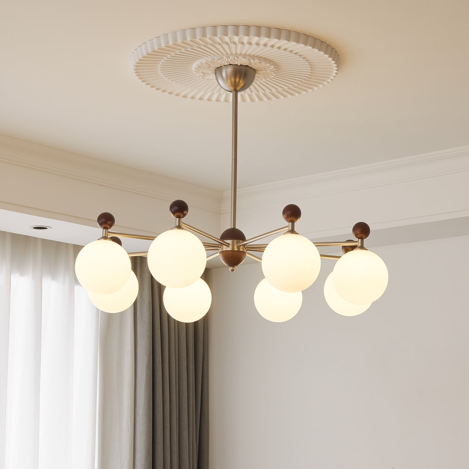 Cimirora Traditional Elegance Wood Glass Chandelier - Letslighting