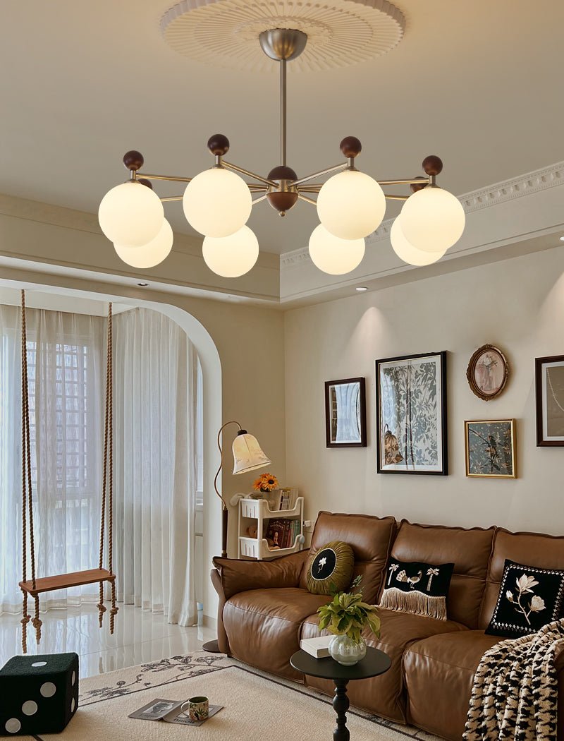 Cimirora Traditional Elegance Wood Glass Chandelier - Letslighting