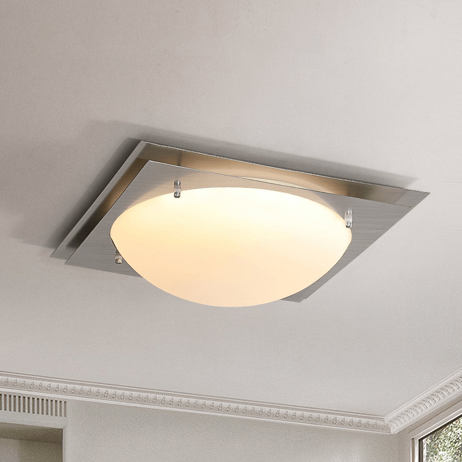 Astrain Glass & steel Ceiling Lamp - Letslighting