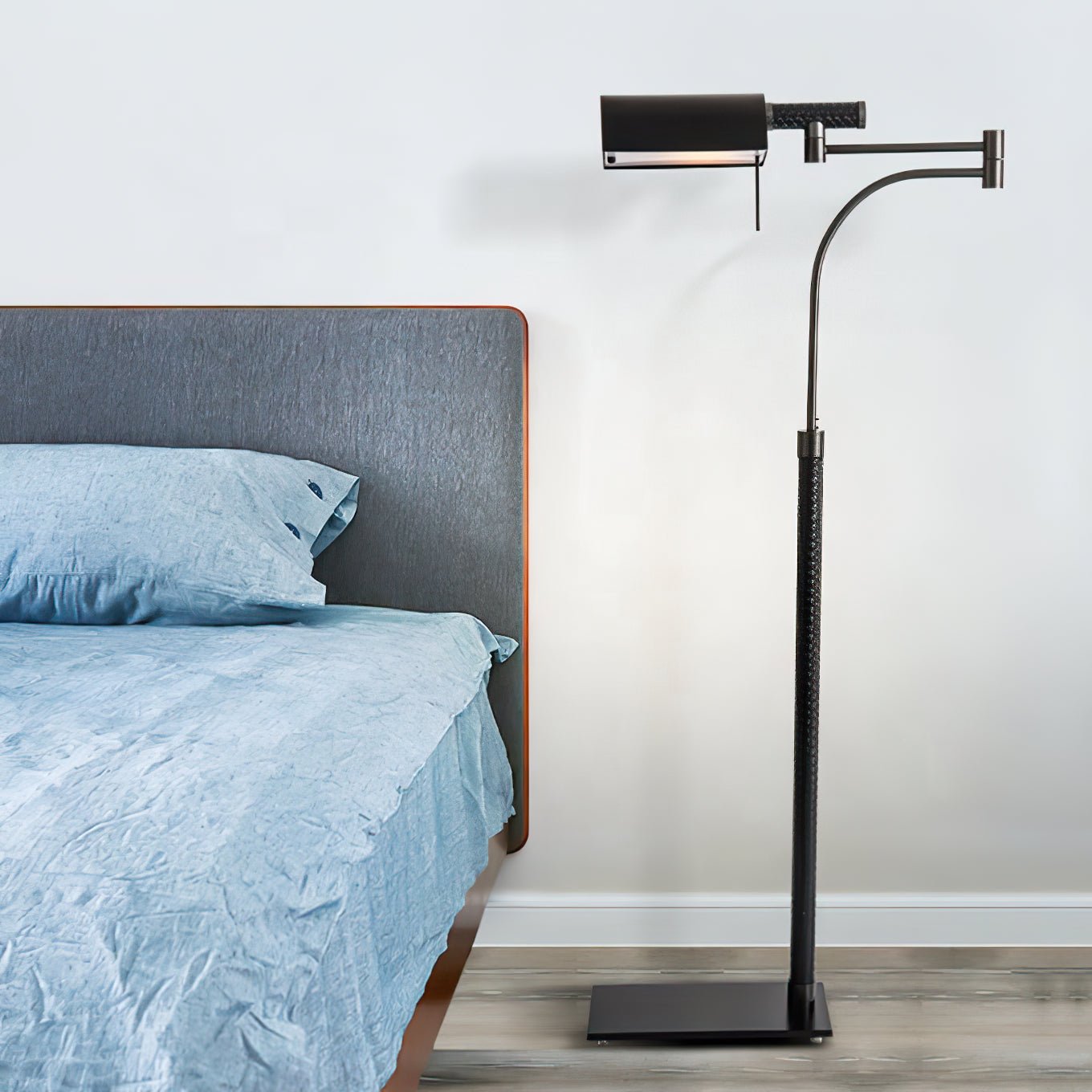 Flexe Black Leather Floor Lamp - Letslighting