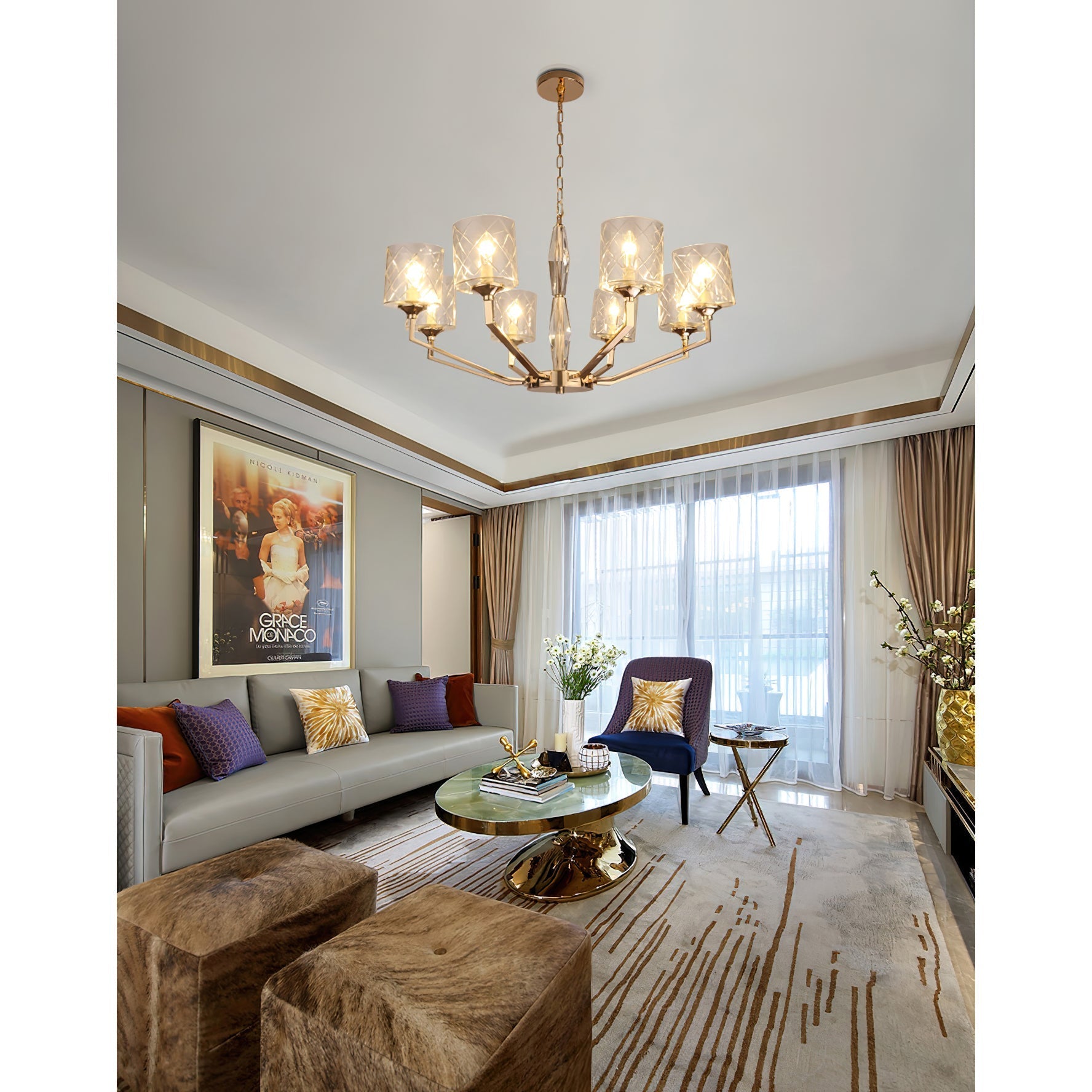 Dew Postmodern Luxury Brass Glass Chandelier - Letslighting