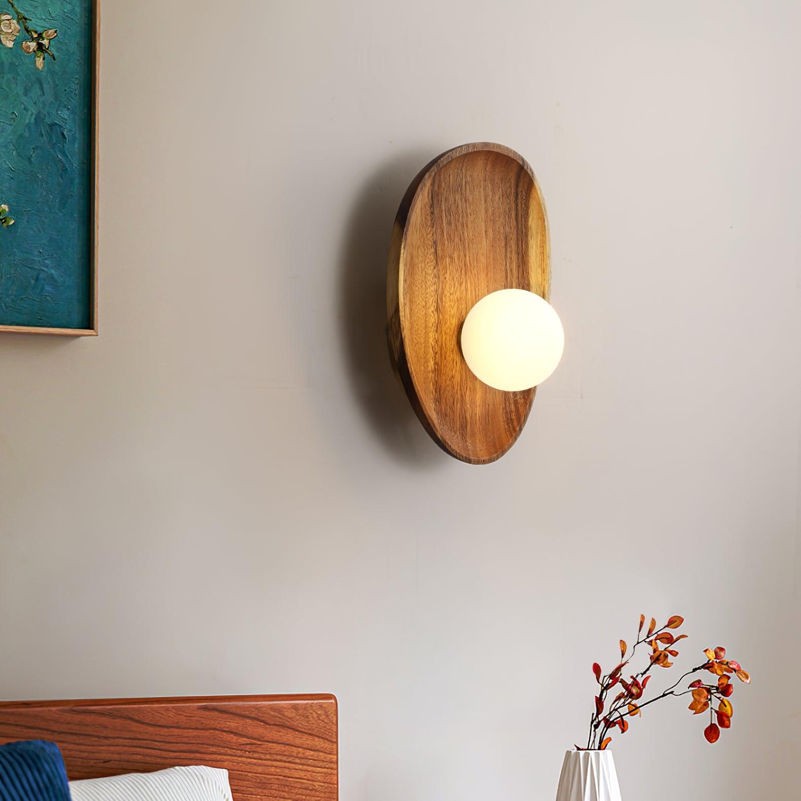 Keith Modern Minimalist Wood Glass Wall Lamp - Letslighting