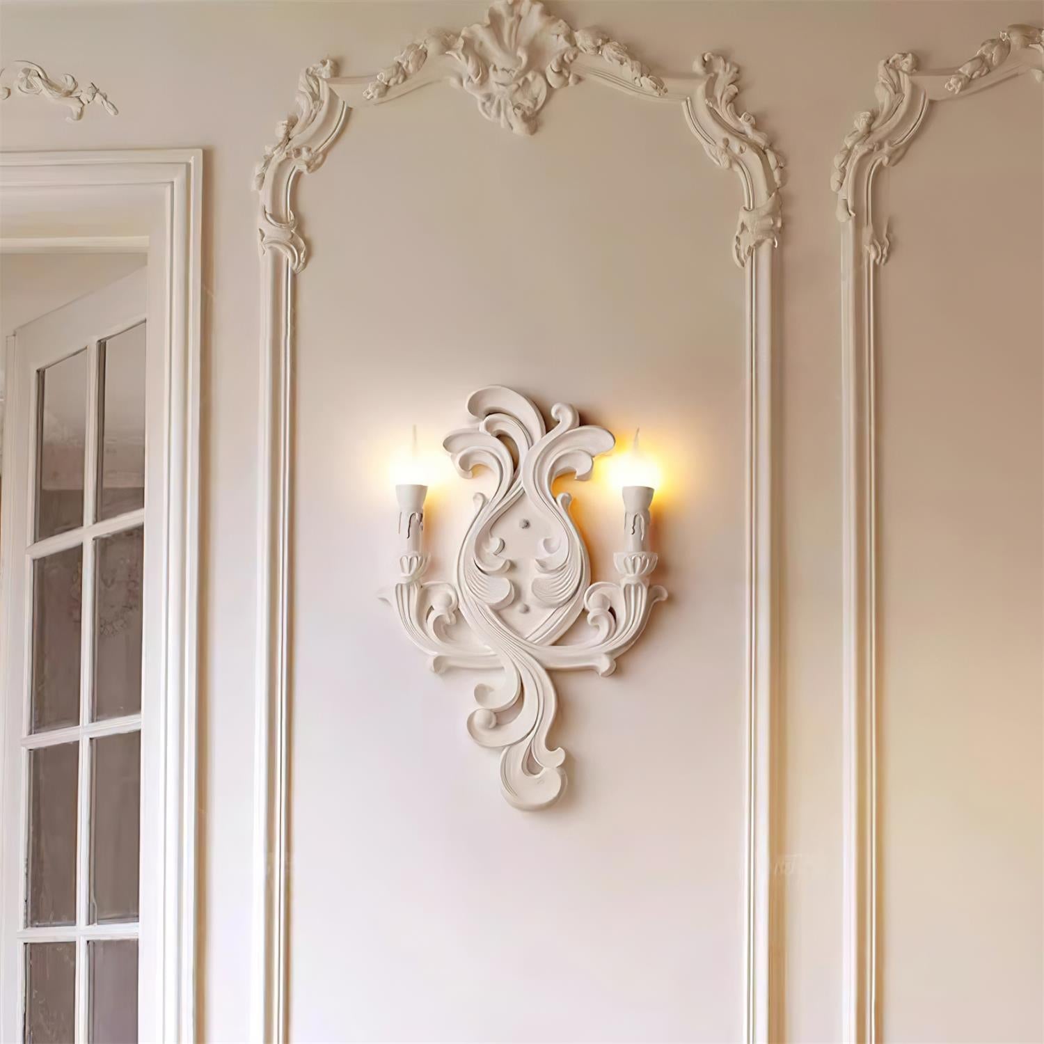 Wall Lamp Sculptural Plaster Candle Arms Uplighting Elegant