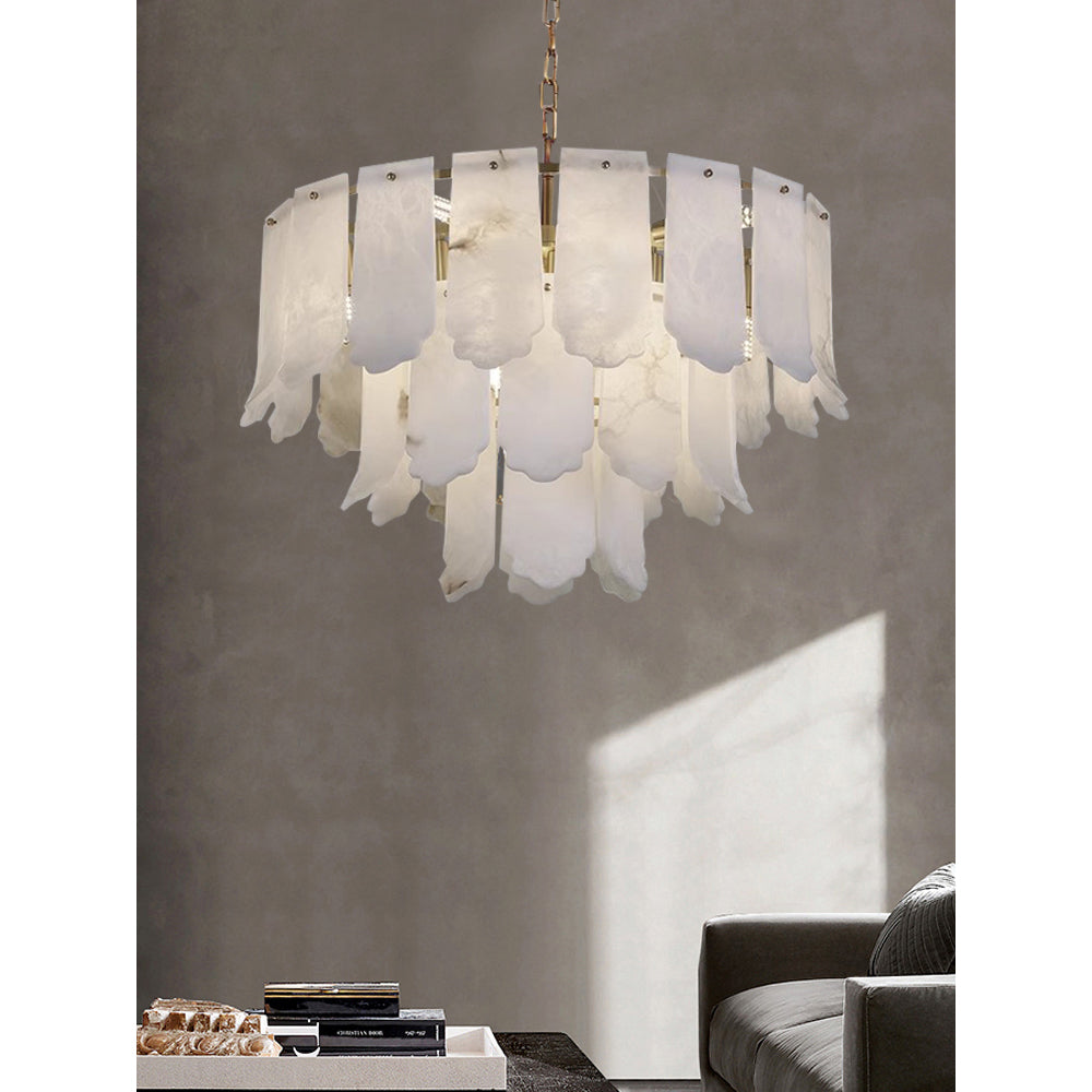 Hue Postmodern Luxury Brass Alabaster Chandelier - Letslighting