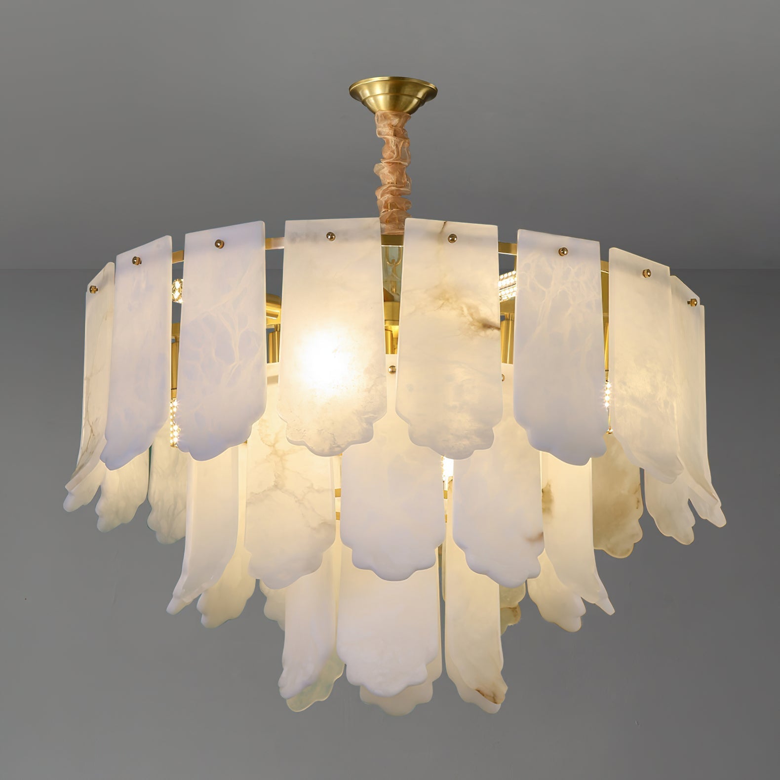 Hue Postmodern Luxury Brass Alabaster Chandelier - Letslighting
