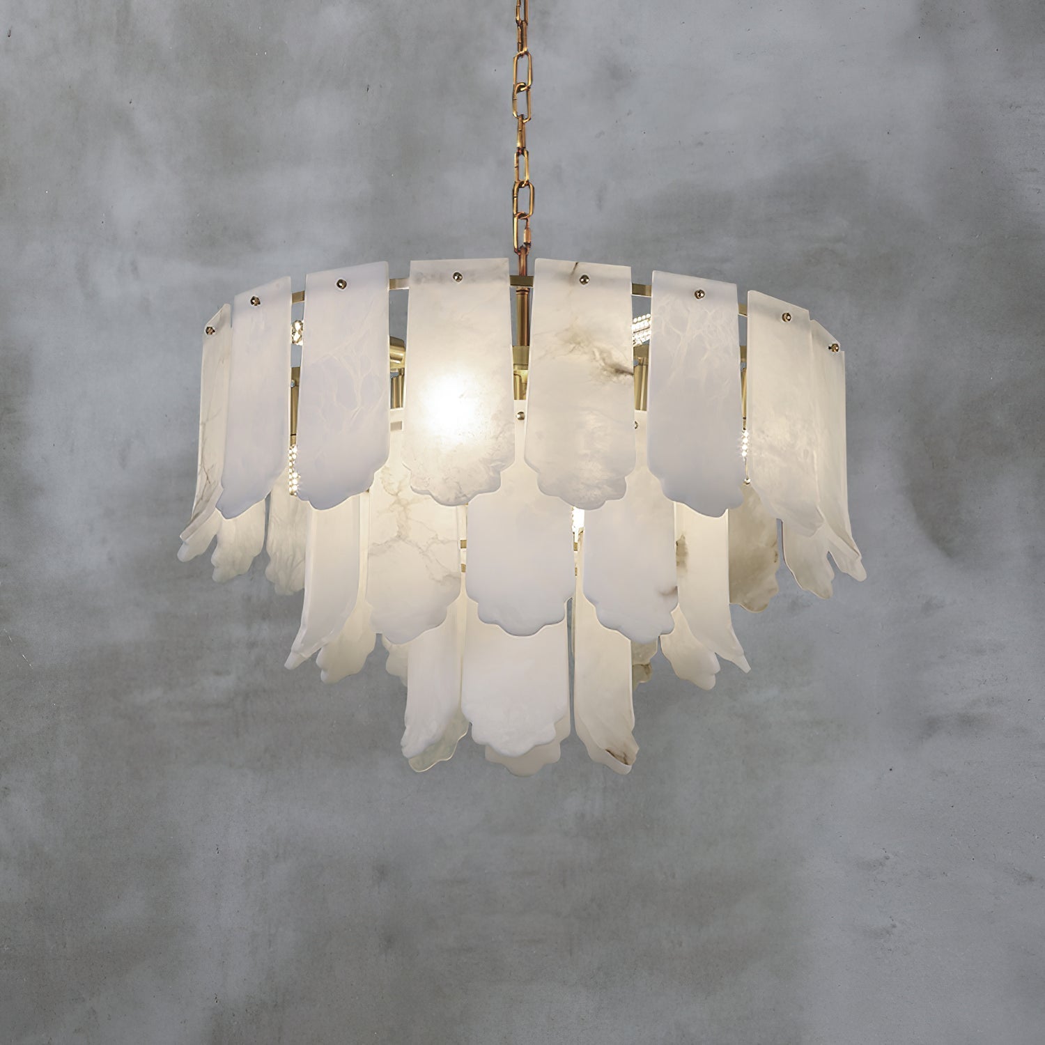 Hue Postmodern Luxury Brass Alabaster Chandelier - Letslighting