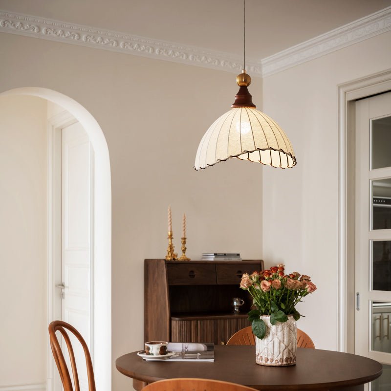 Thalira Wood Fabric Elegant Pendant Light - Letslighting