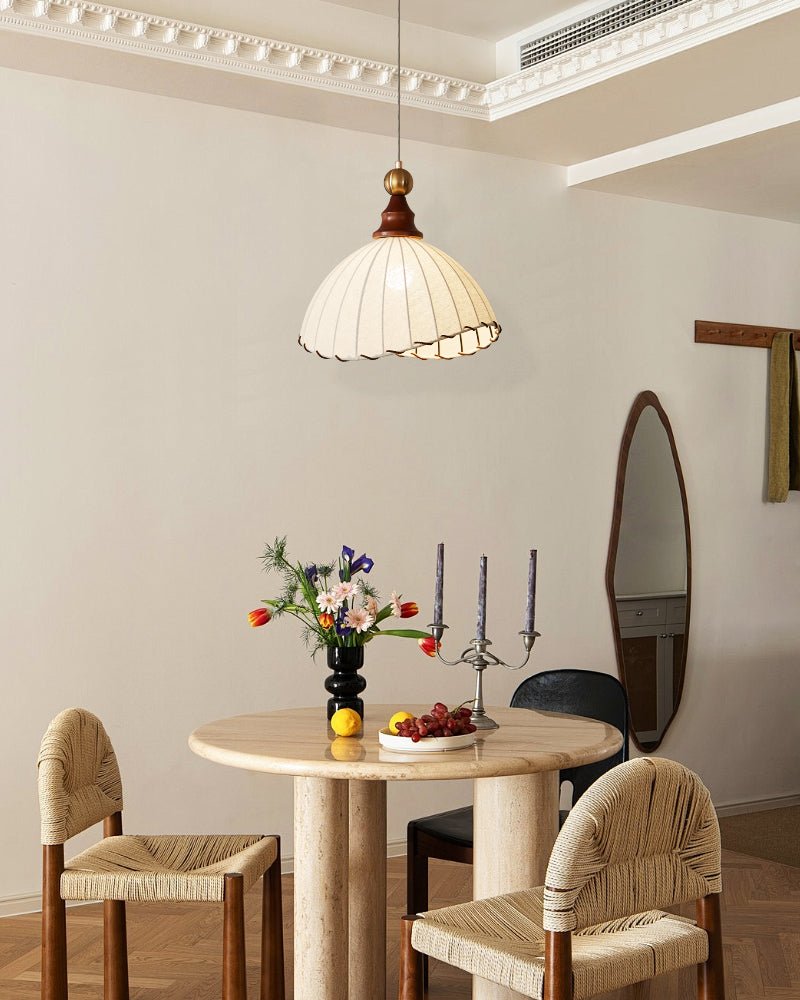 Thalira Wood Fabric Elegant Pendant Light - Letslighting