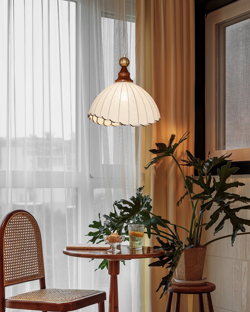 Thalira Wood Fabric Elegant Pendant Light - Letslighting
