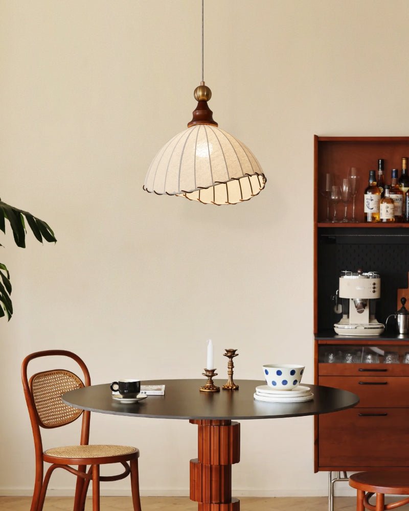 Thalira Wood Fabric Elegant Pendant Light - Letslighting