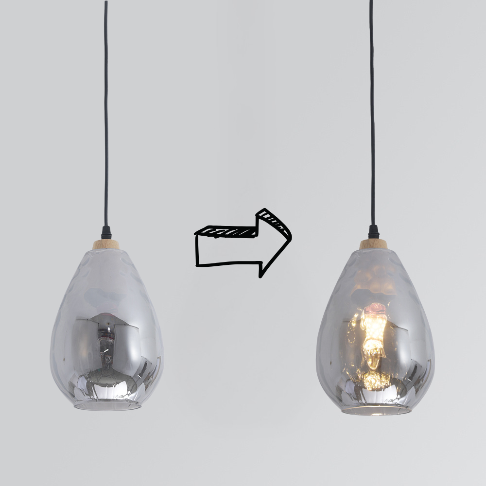 Avi Vintage Teardrop Pendant Light, Glass/Wood - Letslighting