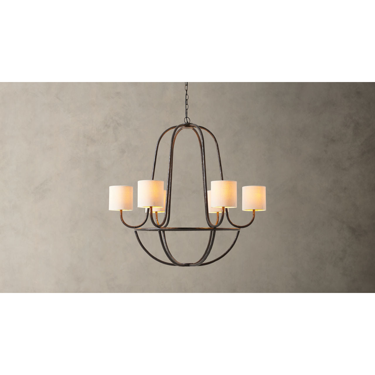 Lithe Vintage Industrial Brass Fabric Chandelier - Letslighting