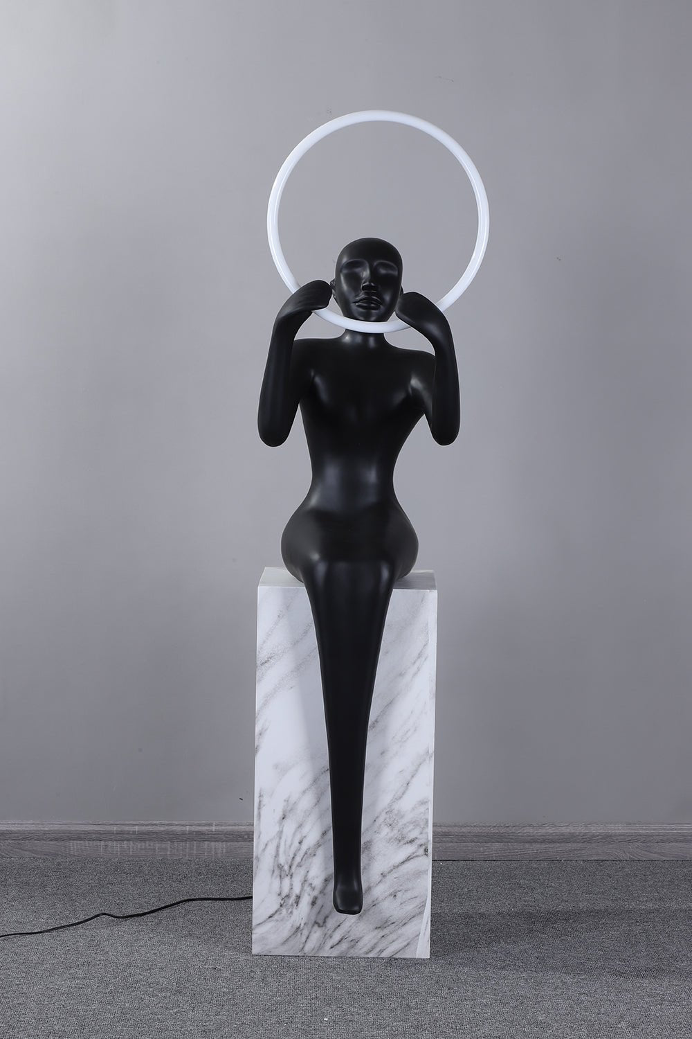 Elsilisra Sculptural Black Floor Lamp - Letslighting