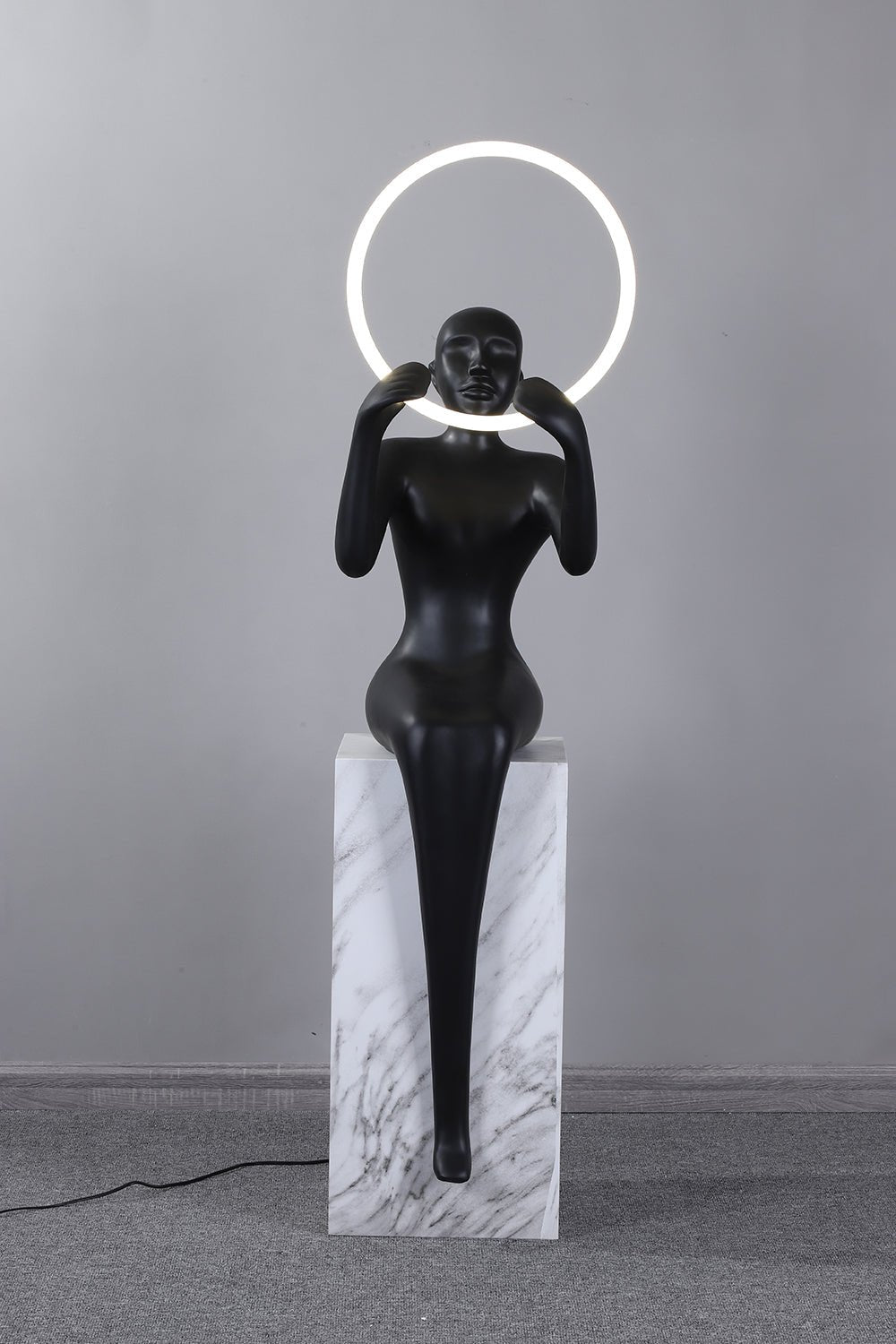 Elsilisra Sculptural Black Floor Lamp - Letslighting