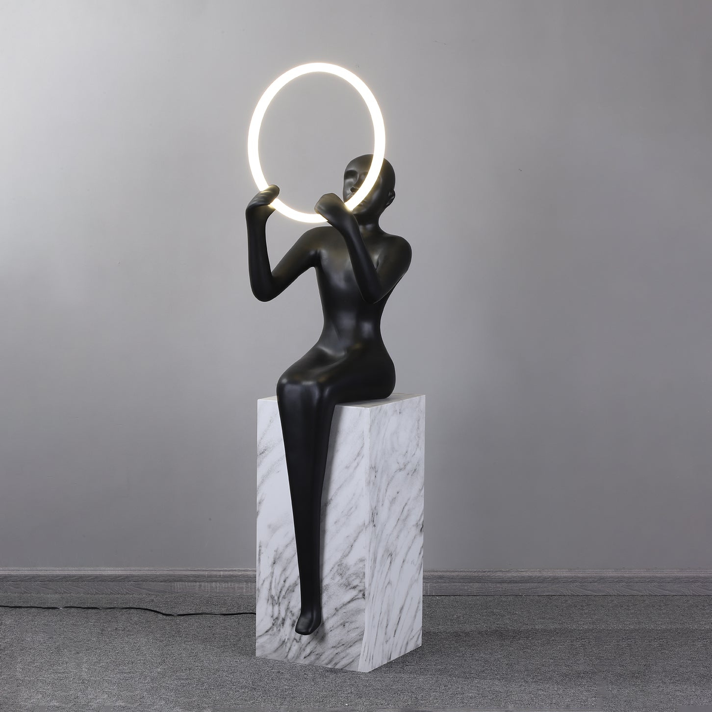 Elsilisra Sculptural Black Floor Lamp - Letslighting