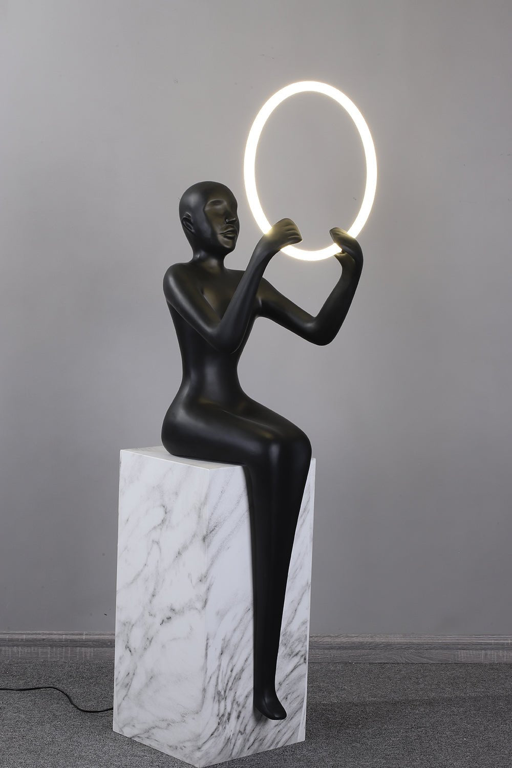 Elsilisra Sculptural Black Floor Lamp - Letslighting