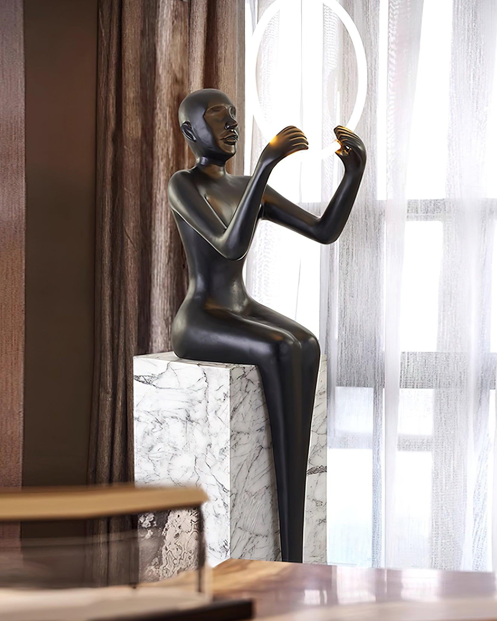 Elsilisra Sculptural Black Floor Lamp - Letslighting