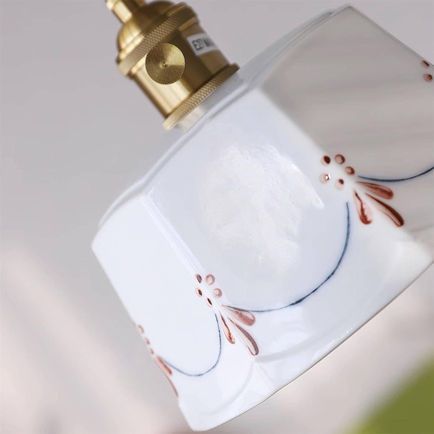 Eliana Pendant Lamp Hand Painted Floral Glass Vintage - Letslighting