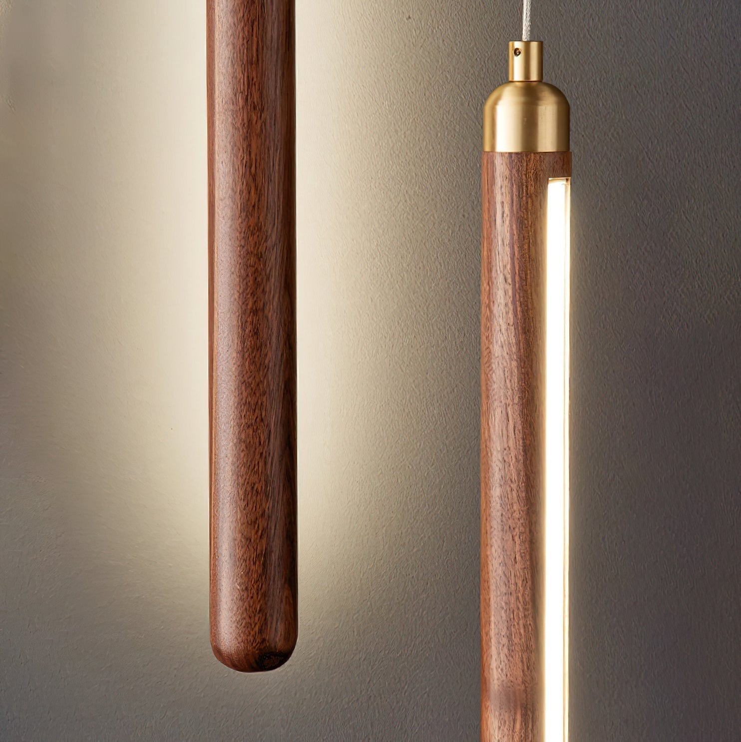 Kyoto Walnut Brass Linear Pendant Light - Letslighting
