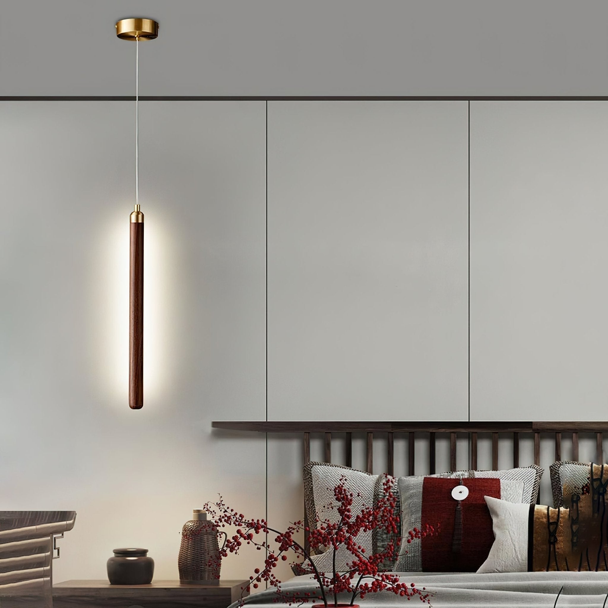 Kyoto Walnut Brass Linear Pendant Light - Letslighting