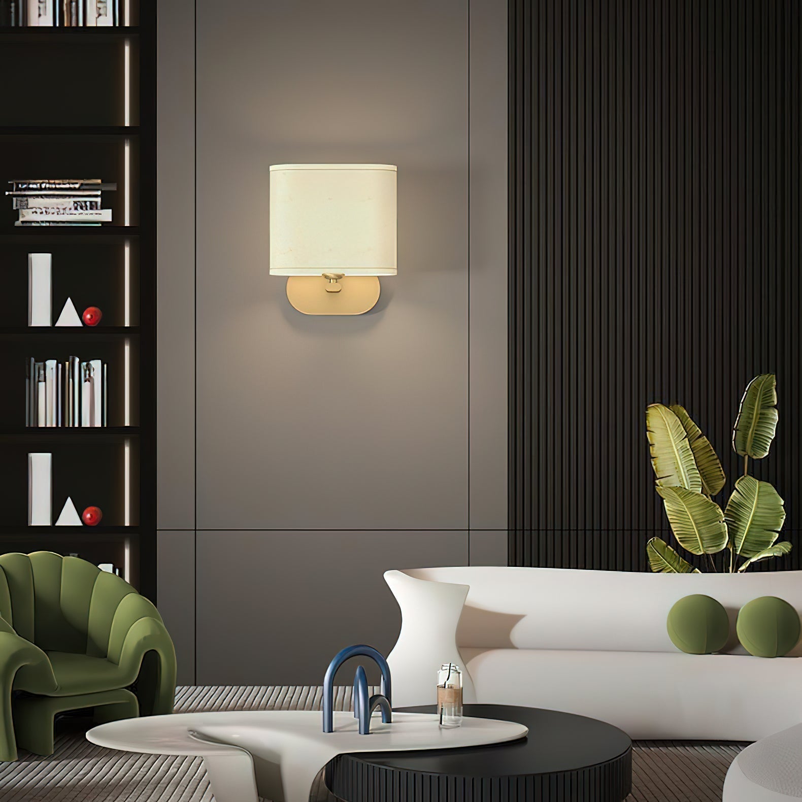 Myth Modern Minimalist Brass Fabric Wall Lamp - Letslighting