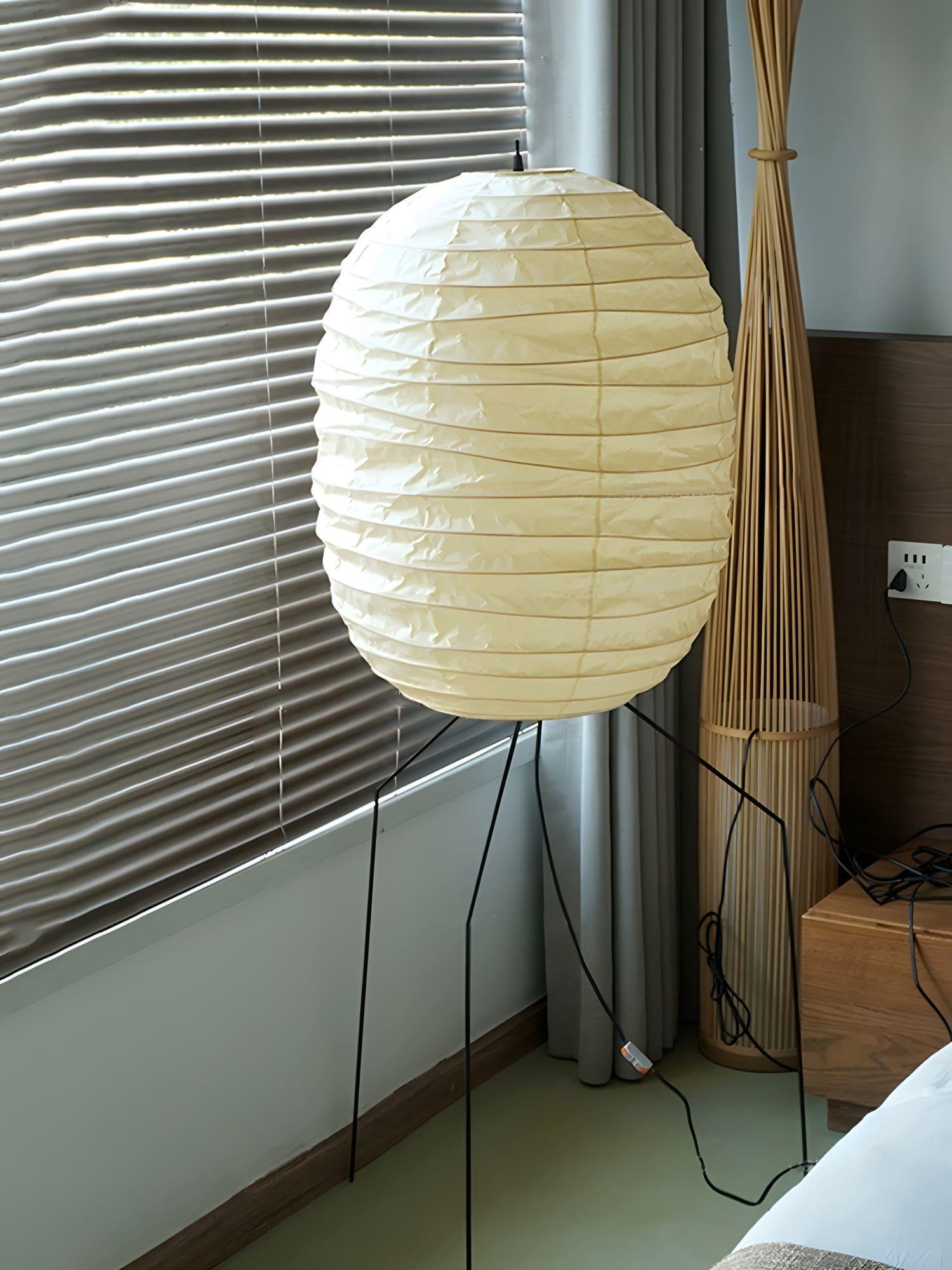 Barbara Vintage Rice Paper Floor Lamp - Letslighting