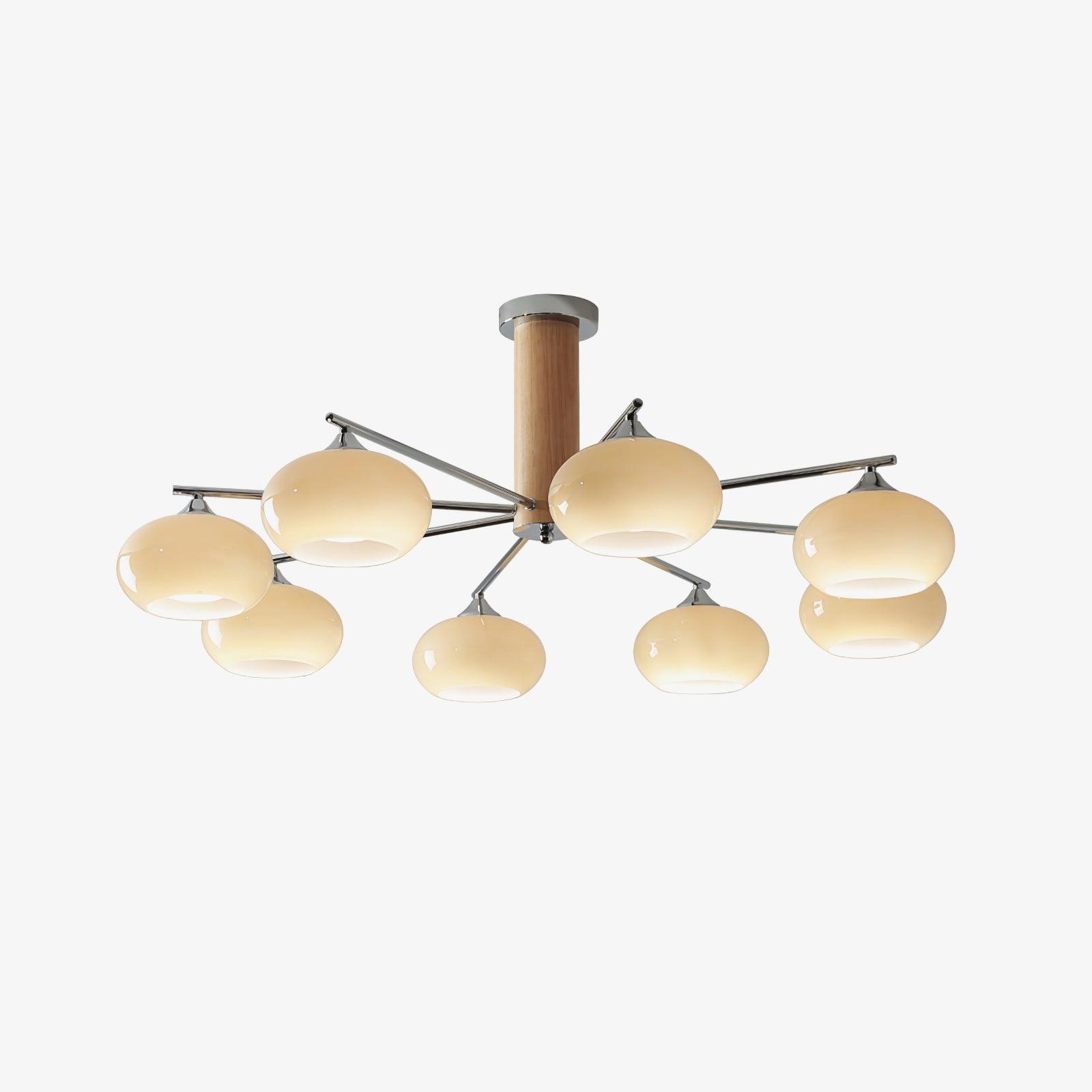Lustra Chandelier Persimmon Glass Mid-Century 8-Light - Letslighting