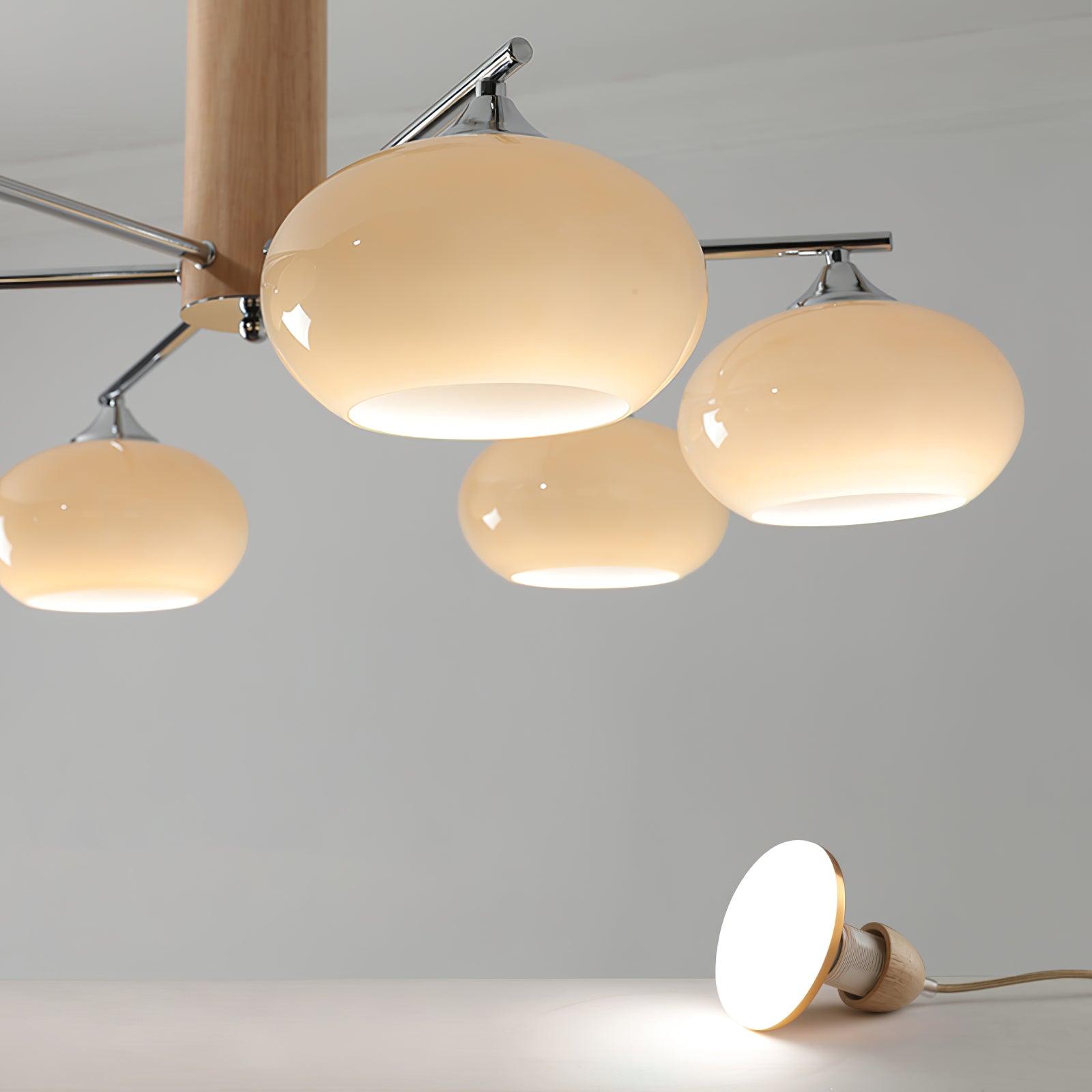 Lustra Chandelier Persimmon Glass Mid-Century 8-Light - Letslighting