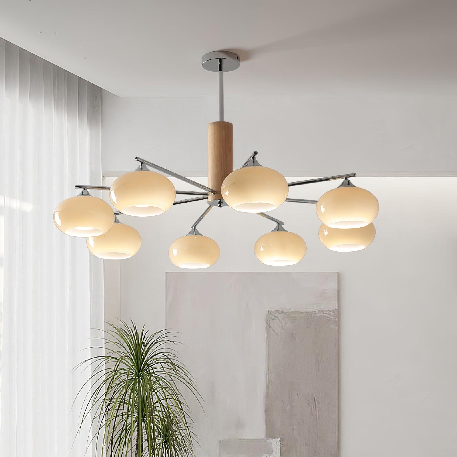 Lustra Chandelier Persimmon Glass Mid-Century 8-Light - Letslighting