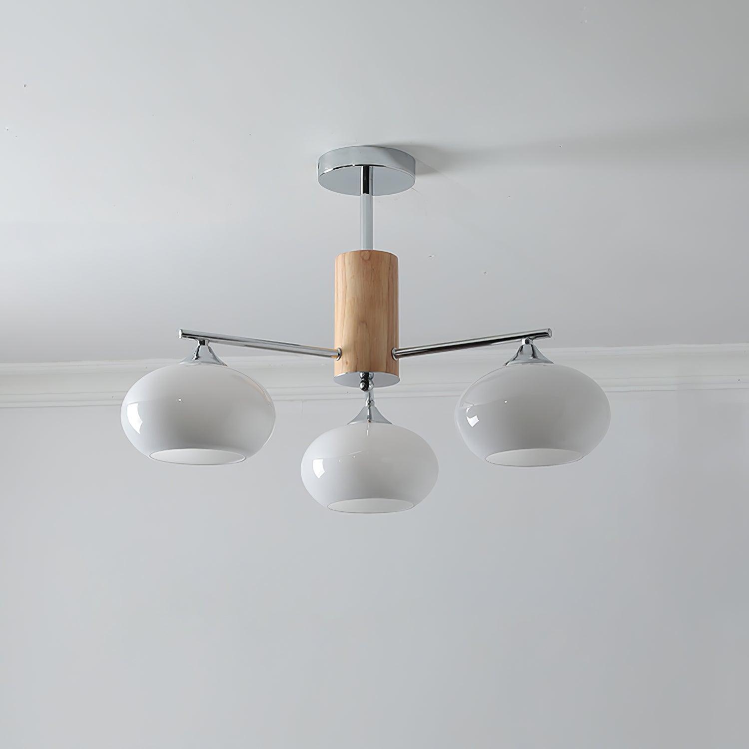 Lustra Chandelier Persimmon Glass Mid-Century 8-Light - Letslighting