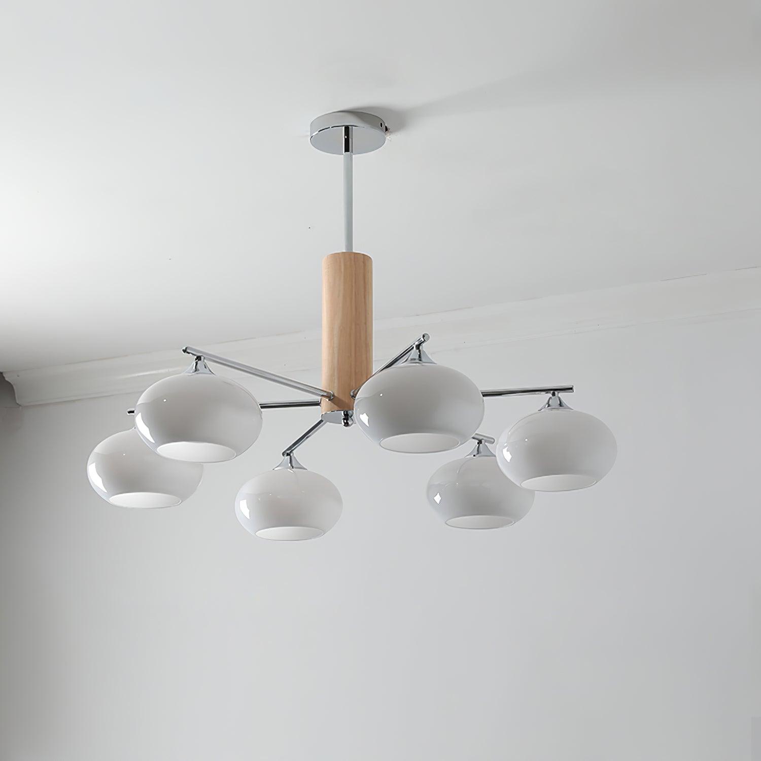 Lustra Chandelier Persimmon Glass Mid-Century 8-Light - Letslighting