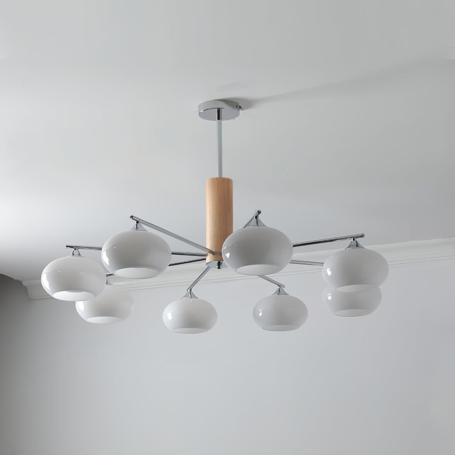 Lustra Chandelier Persimmon Glass Mid-Century 8-Light - Letslighting